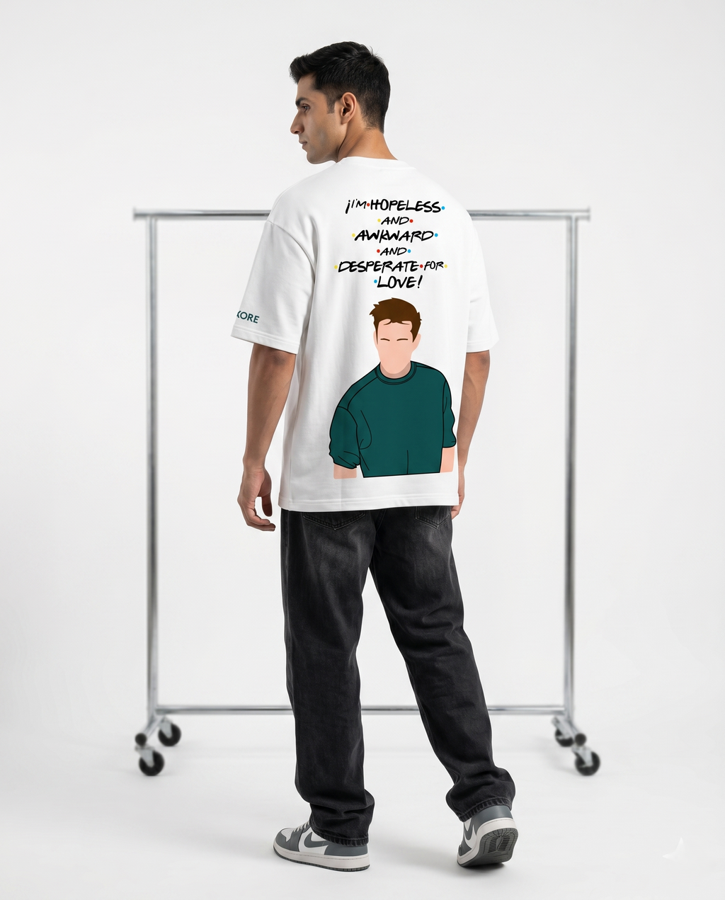 LUXORÉ AWKWARD AND DESPERATE FOR LOVE GRAPHIC PRINTED TEE
