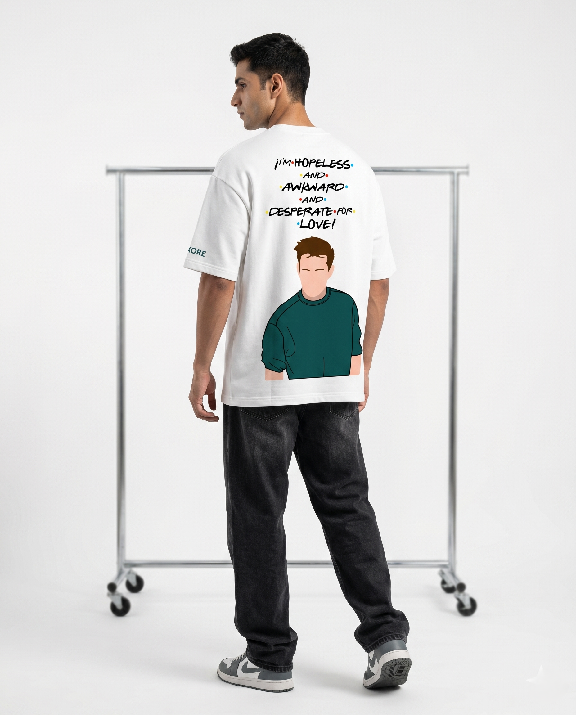 LUXORÉ AWKWARD AND DESPERATE FOR LOVE GRAPHIC PRINTED TEE