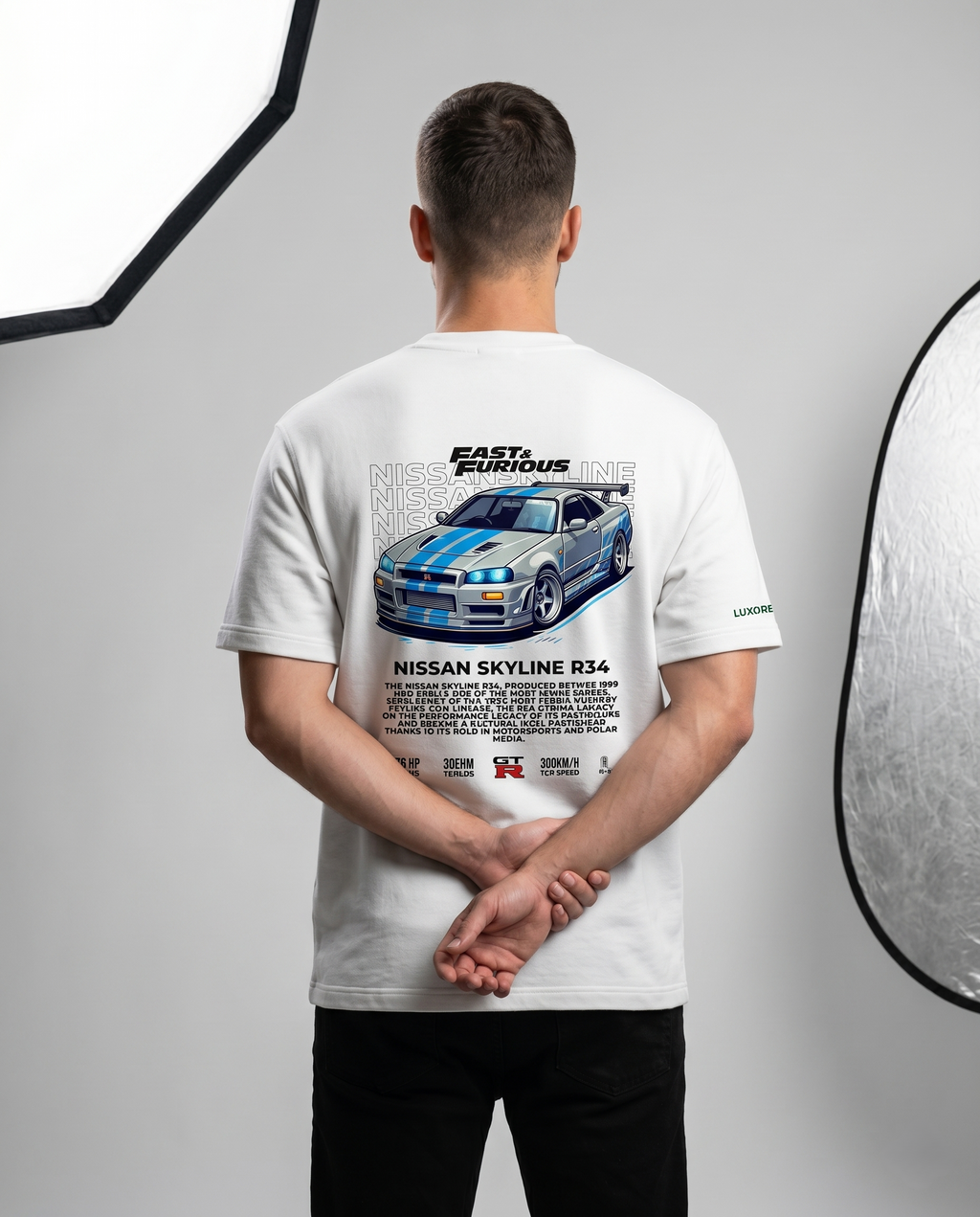SKYLINE R34 FRONT PRINTED T-SHIRT