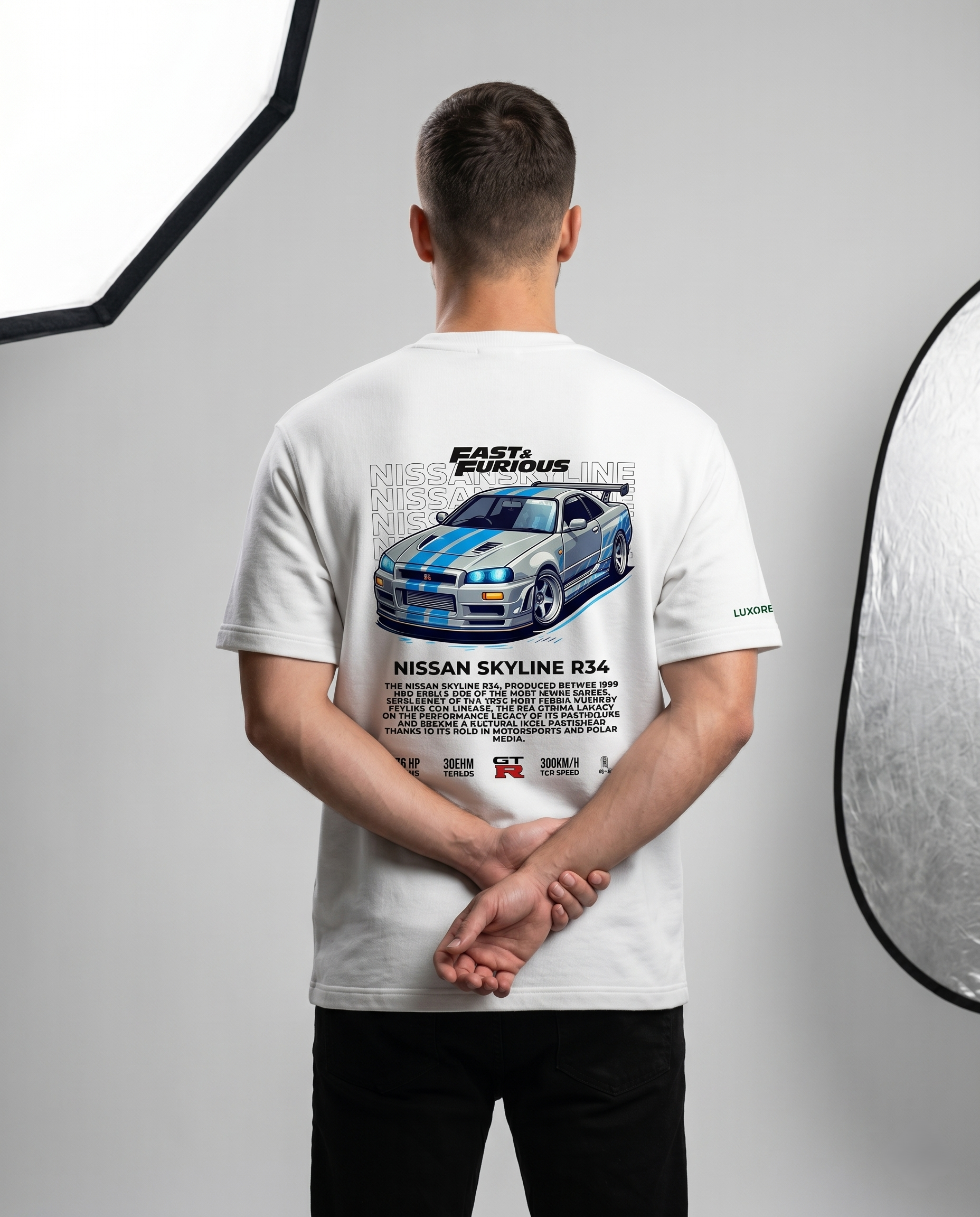 SKYLINE R34 FRONT PRINTED T-SHIRT