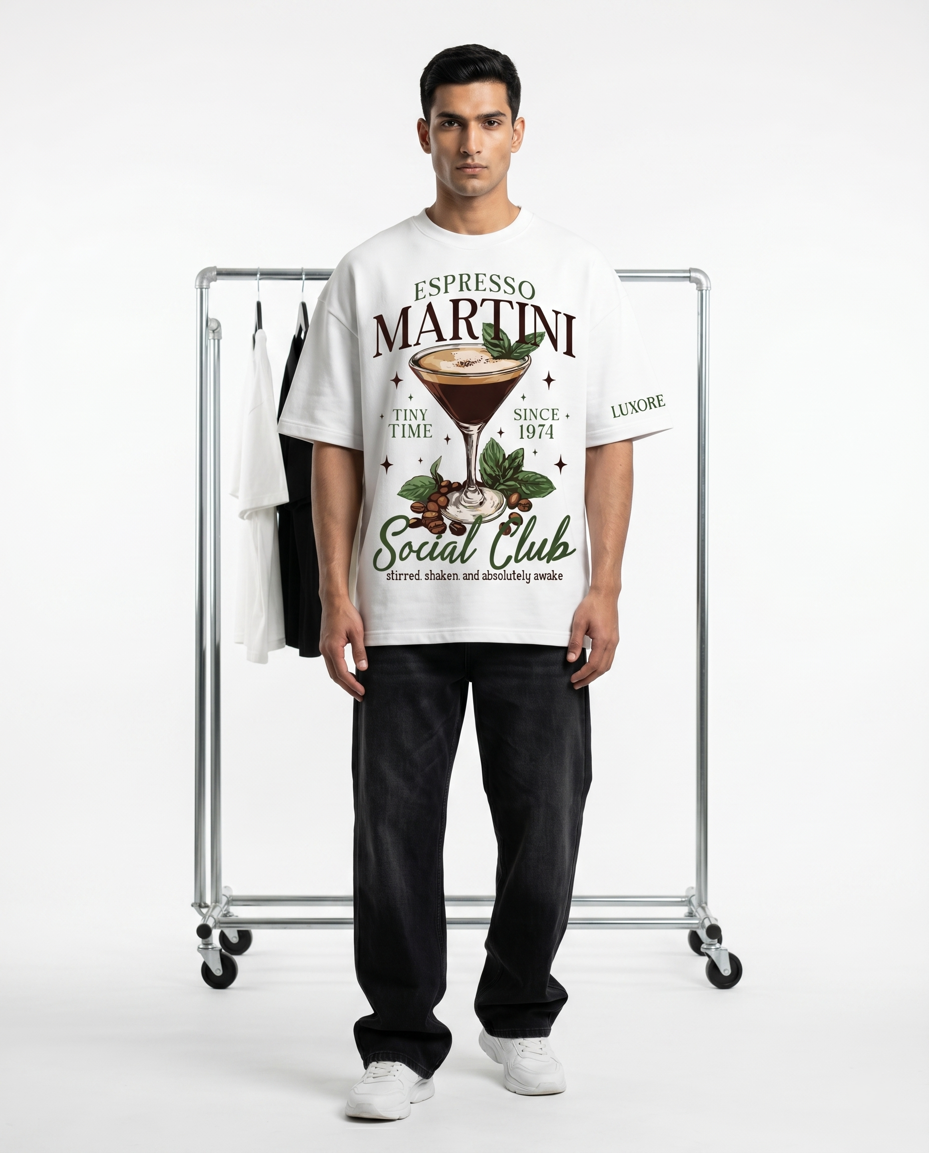 LUXORÉ EXPRESSO MARTINI  COCKTAIL CLUB GRAPHIC PRINTED TEE