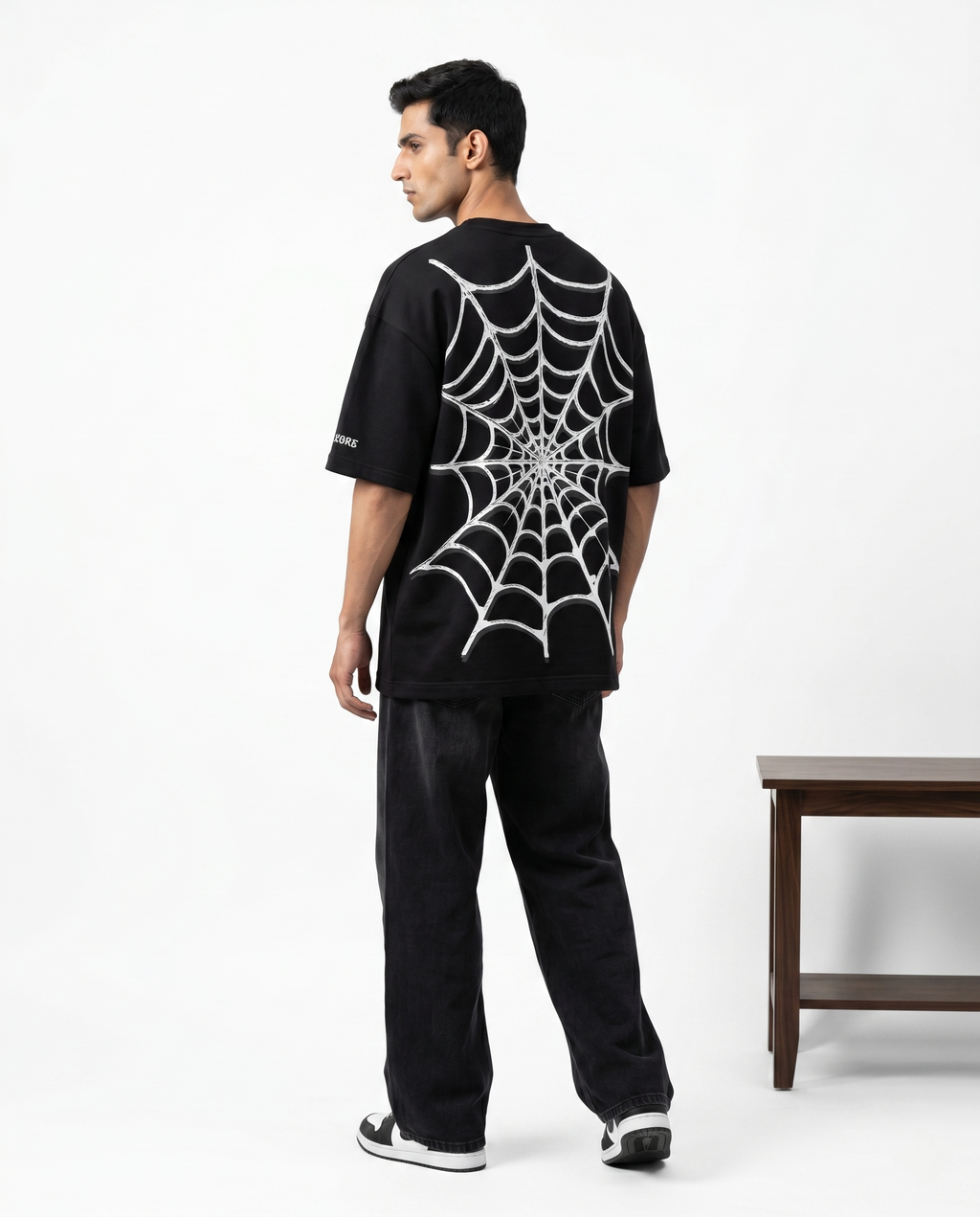 LUXORÉ SPIDER-WEB GRAPHIC PRINTED TEE