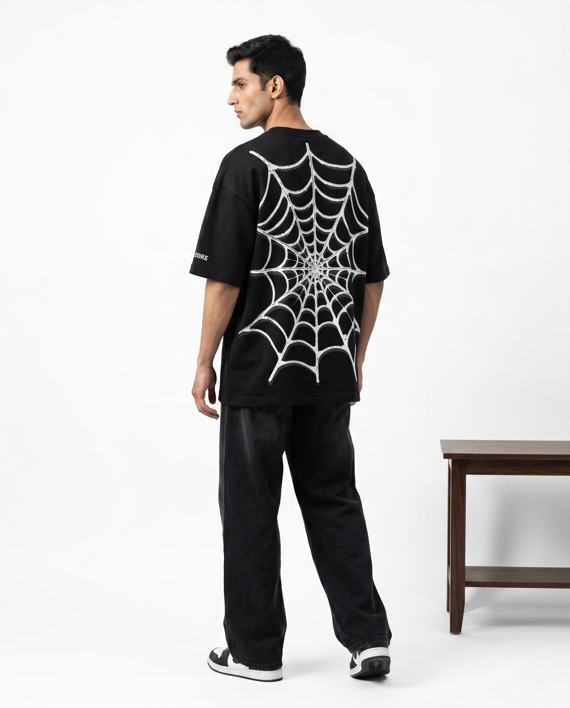 LUXORÉ SPIDER-WEB GRAPHIC PRINTED TEE