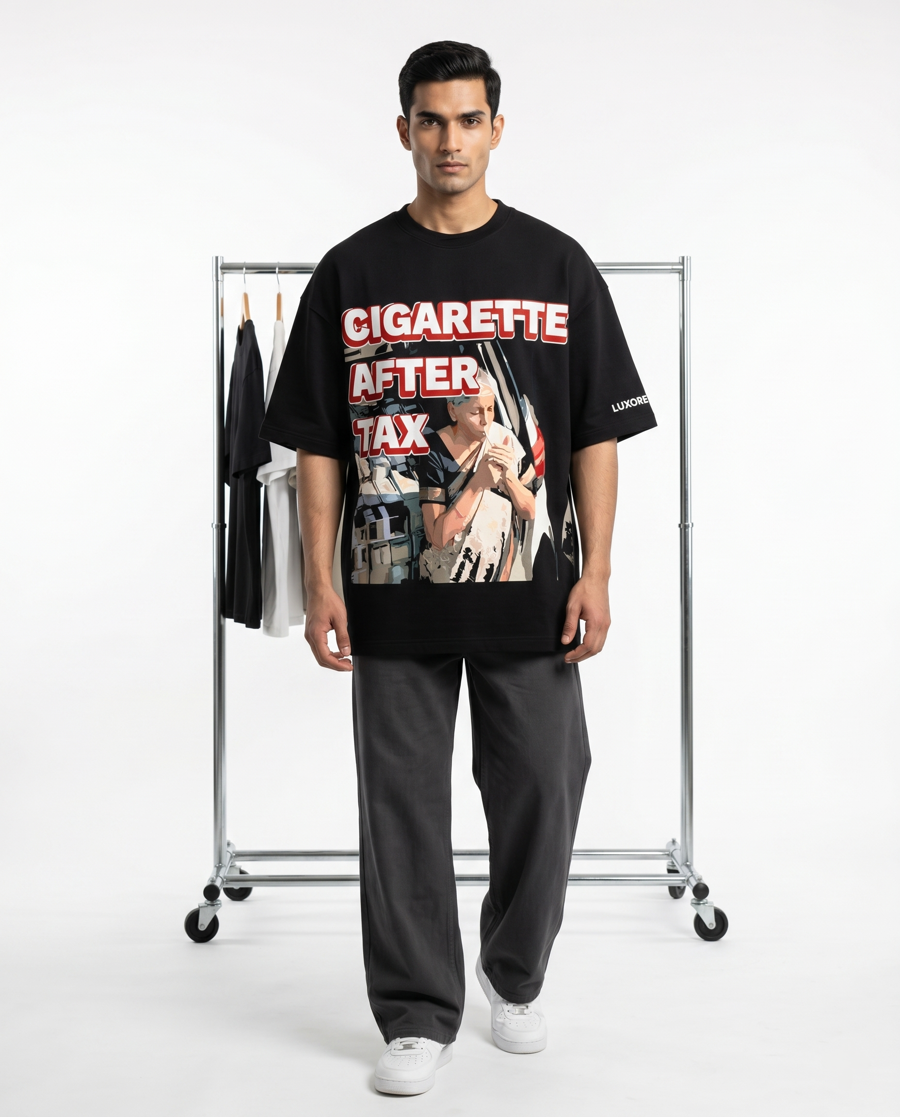 LUXORÉ CHIGRETTES AFTER TAX GRAPHIC PRINTED TEE