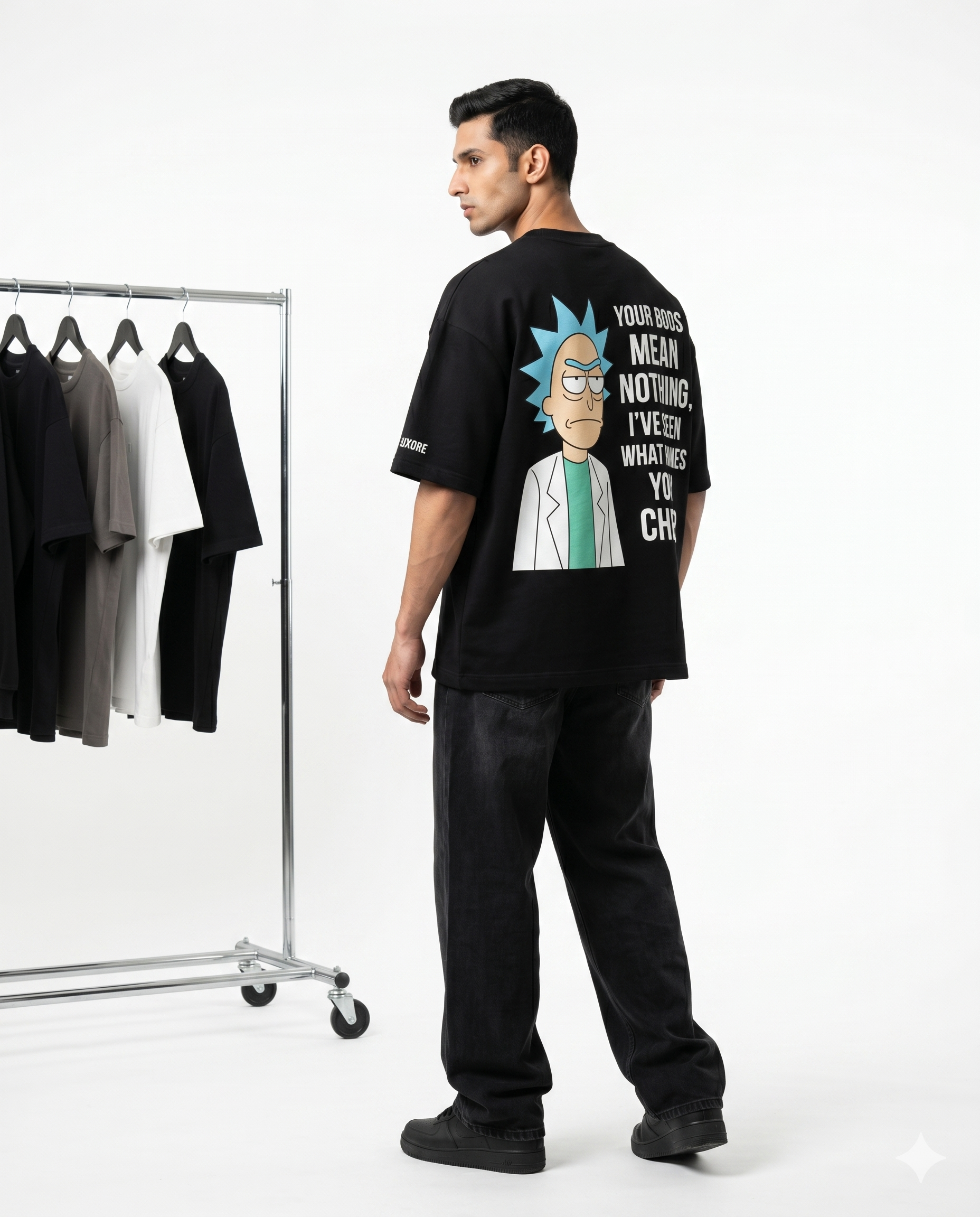 LUXORÉ RICK & MORTY YOUR BOOS GRAPHIC PRINTED TEE