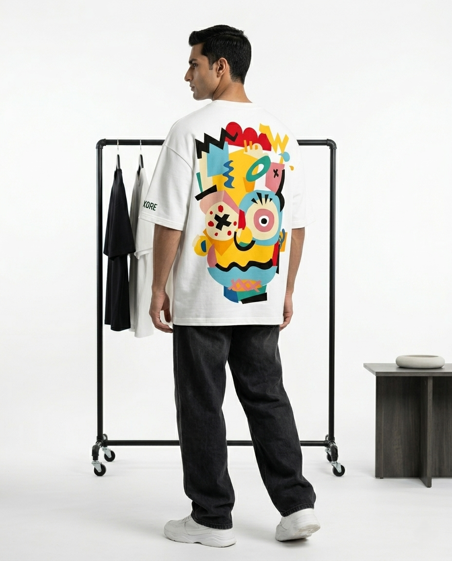 LUXORÉ SCRABLE FACE MANGA ART GRAPHIC PRINTED TEE