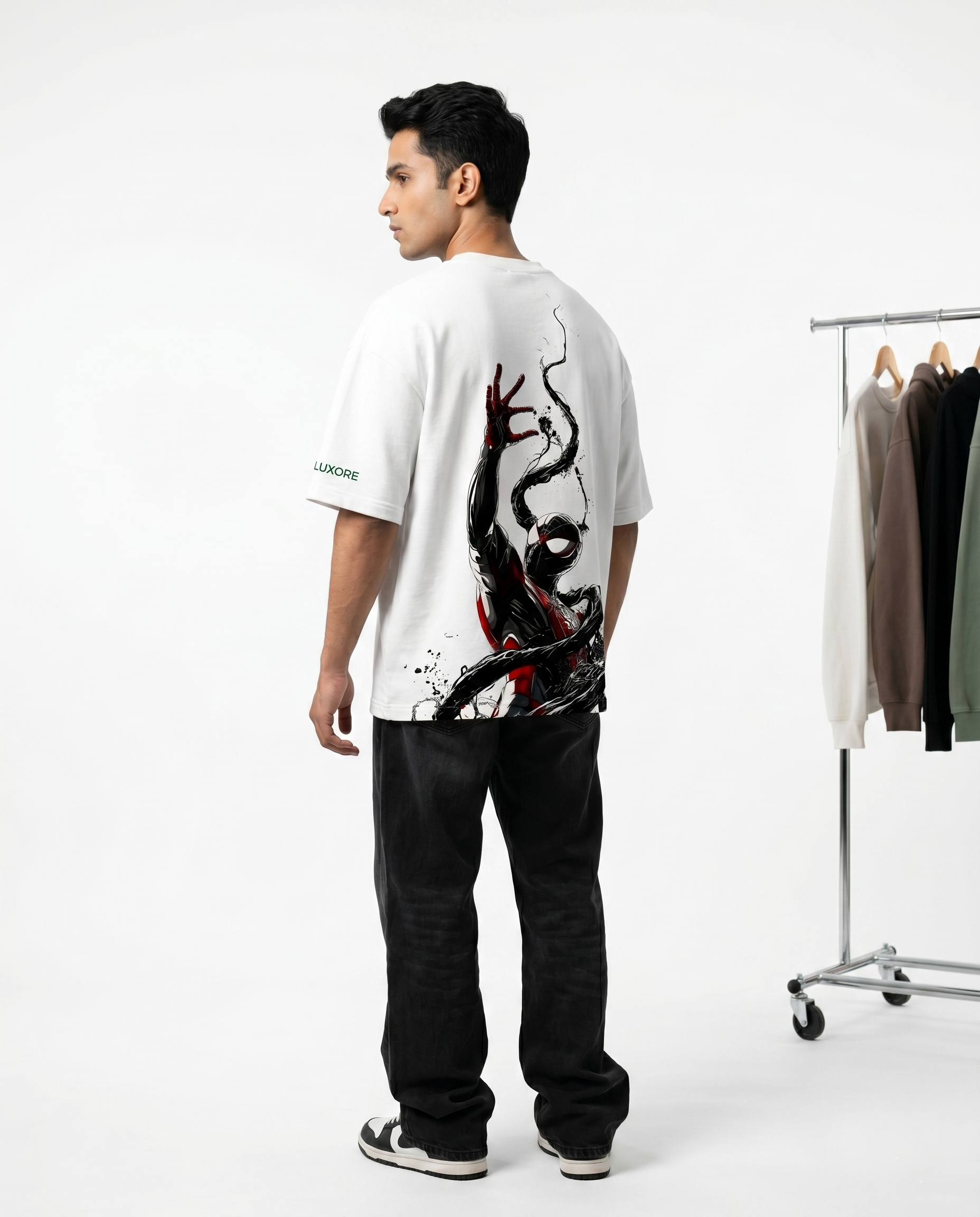 LUXORÉ AMAZING SPIDER-WEB GRAPHIC PRINTED TEE
