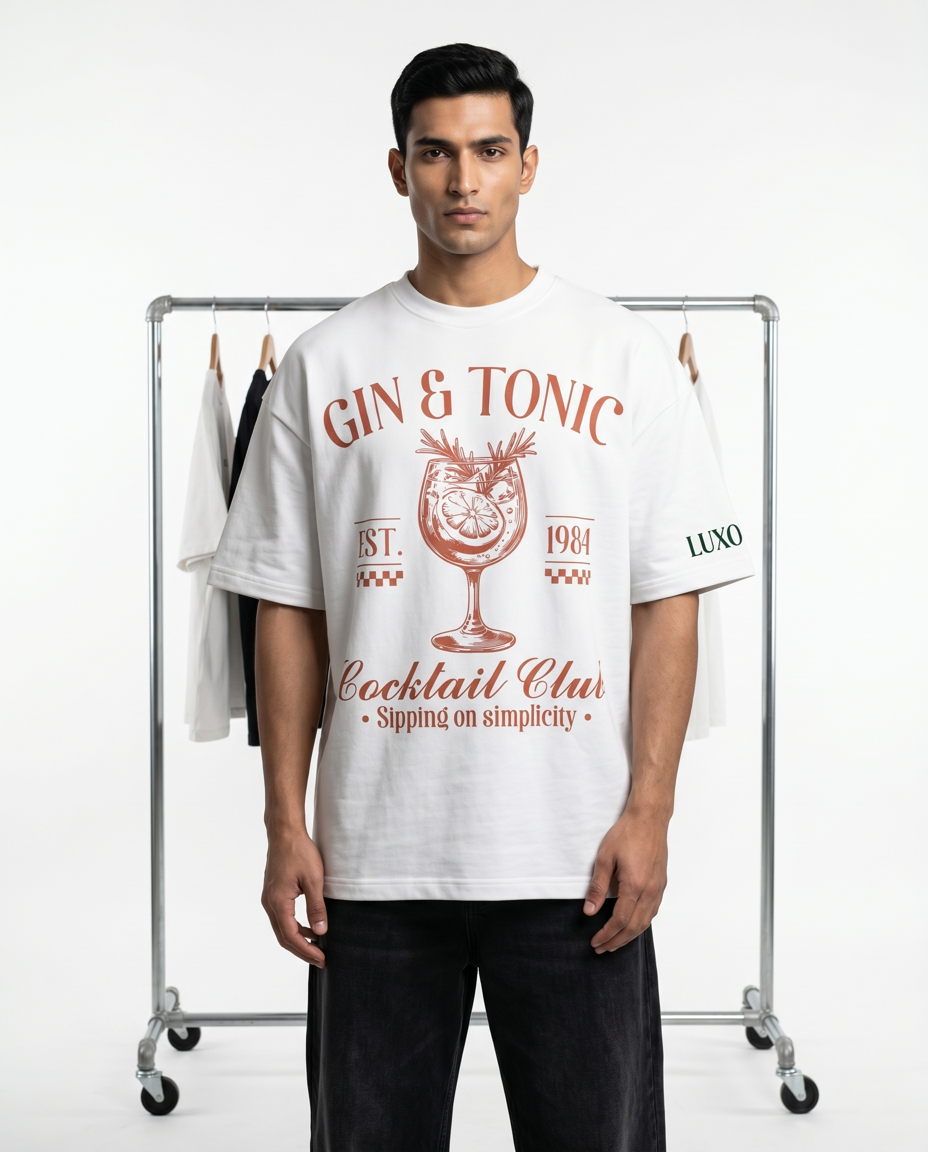 LUXORÉ GIN & TONIC COCKTAIL CLUB GRAPHIC PRINTED TEE