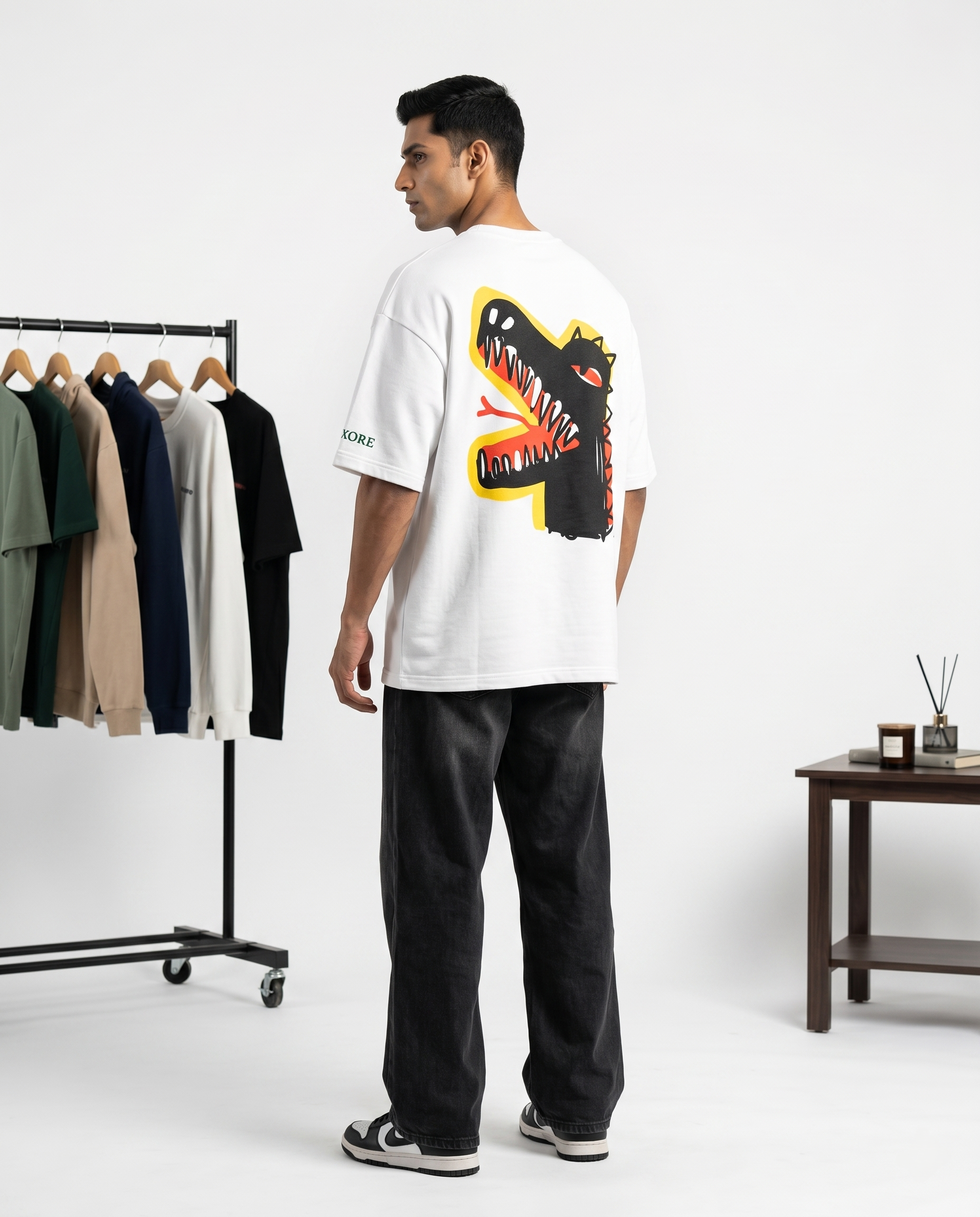 LUXORÉ SCRABLE DINOSAUR GRAPHIC PRINTED TEE