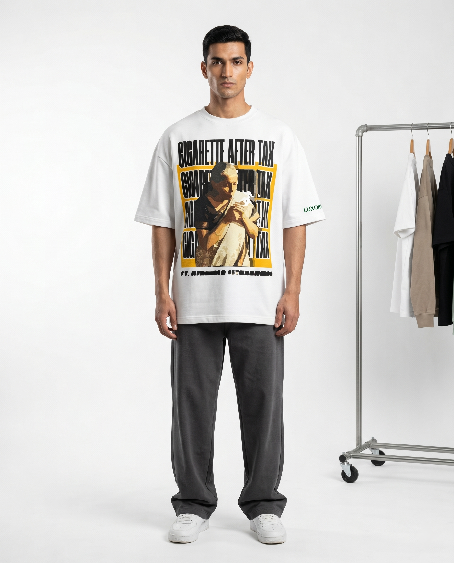 LUXORÉ CHIGRETTES AFTER TAX GRAPHIC PRINTED TEE