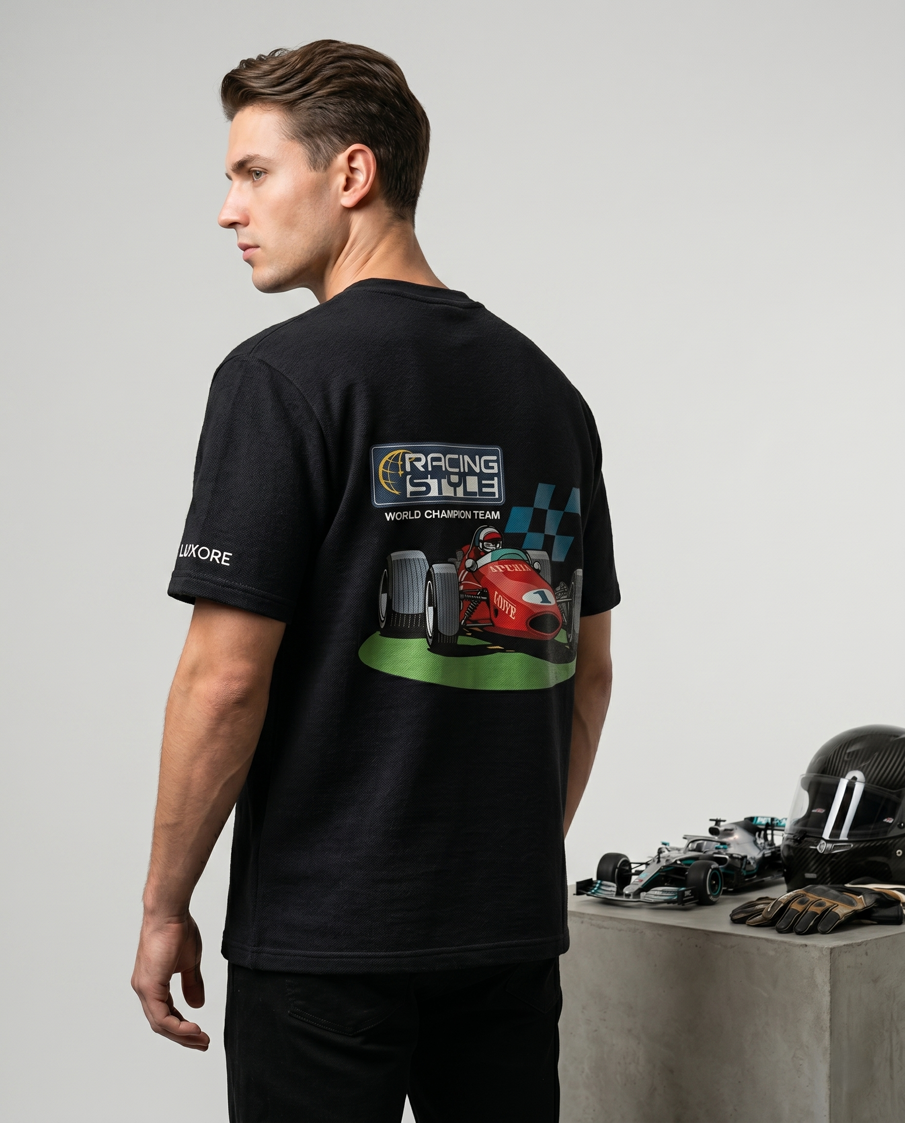 RACING STYLE CAR PRINTED T-SHIRT