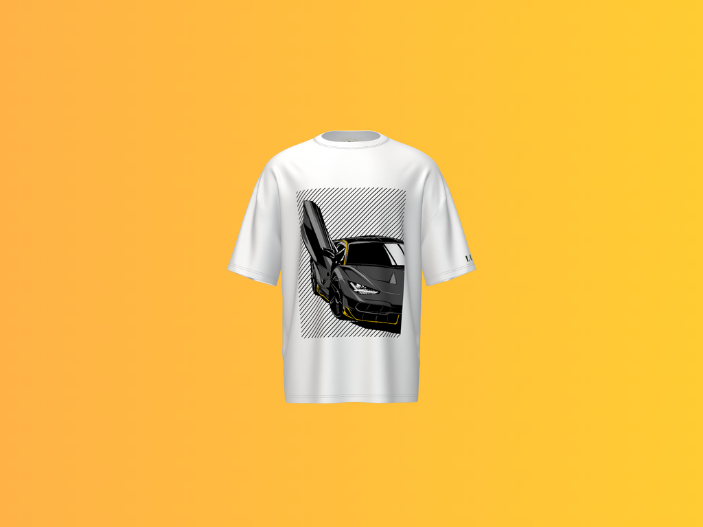 LAMBORGHINI AVENTADORE BLACK PRINTED T-SHIRT