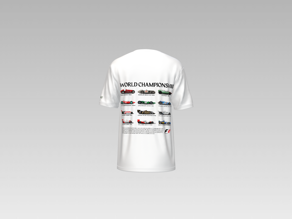 WORLD CHAMPIONSHIP F1 CARS  PRINTED T-SHIRT