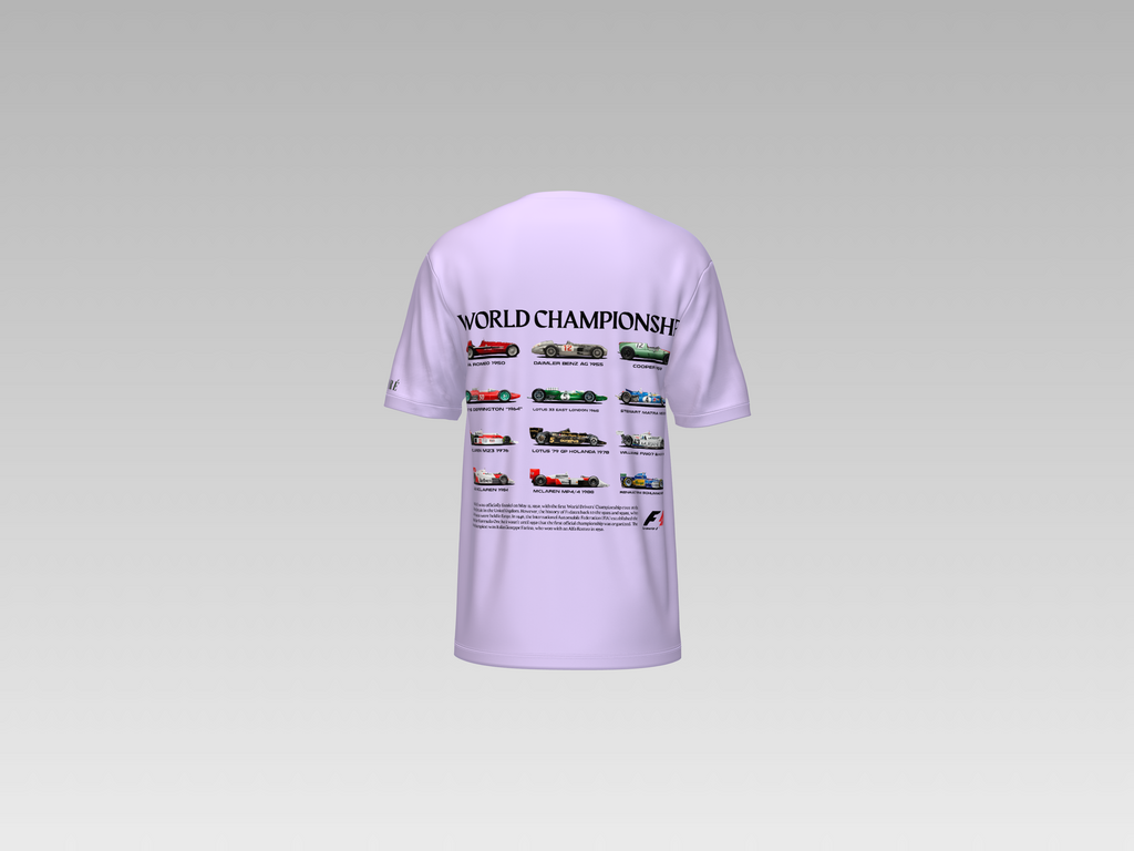 WORLD CHAMPIONSHIP F1 CARS  PRINTED T-SHIRT