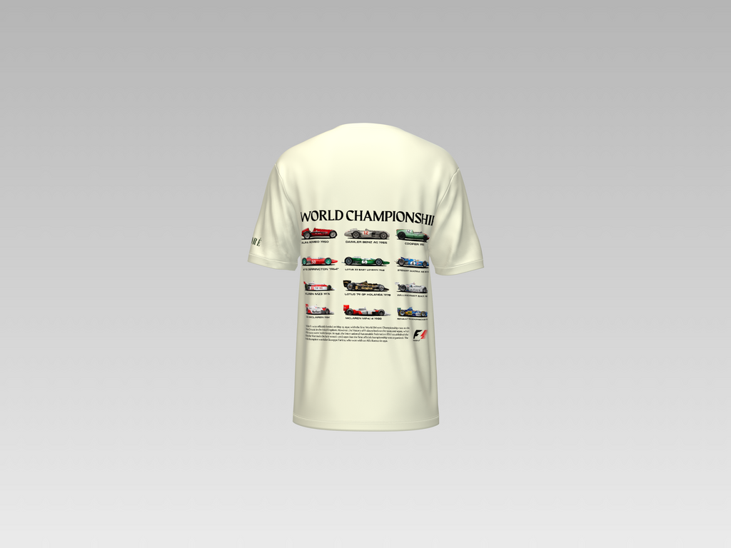 WORLD CHAMPIONSHIP F1 CARS  PRINTED T-SHIRT
