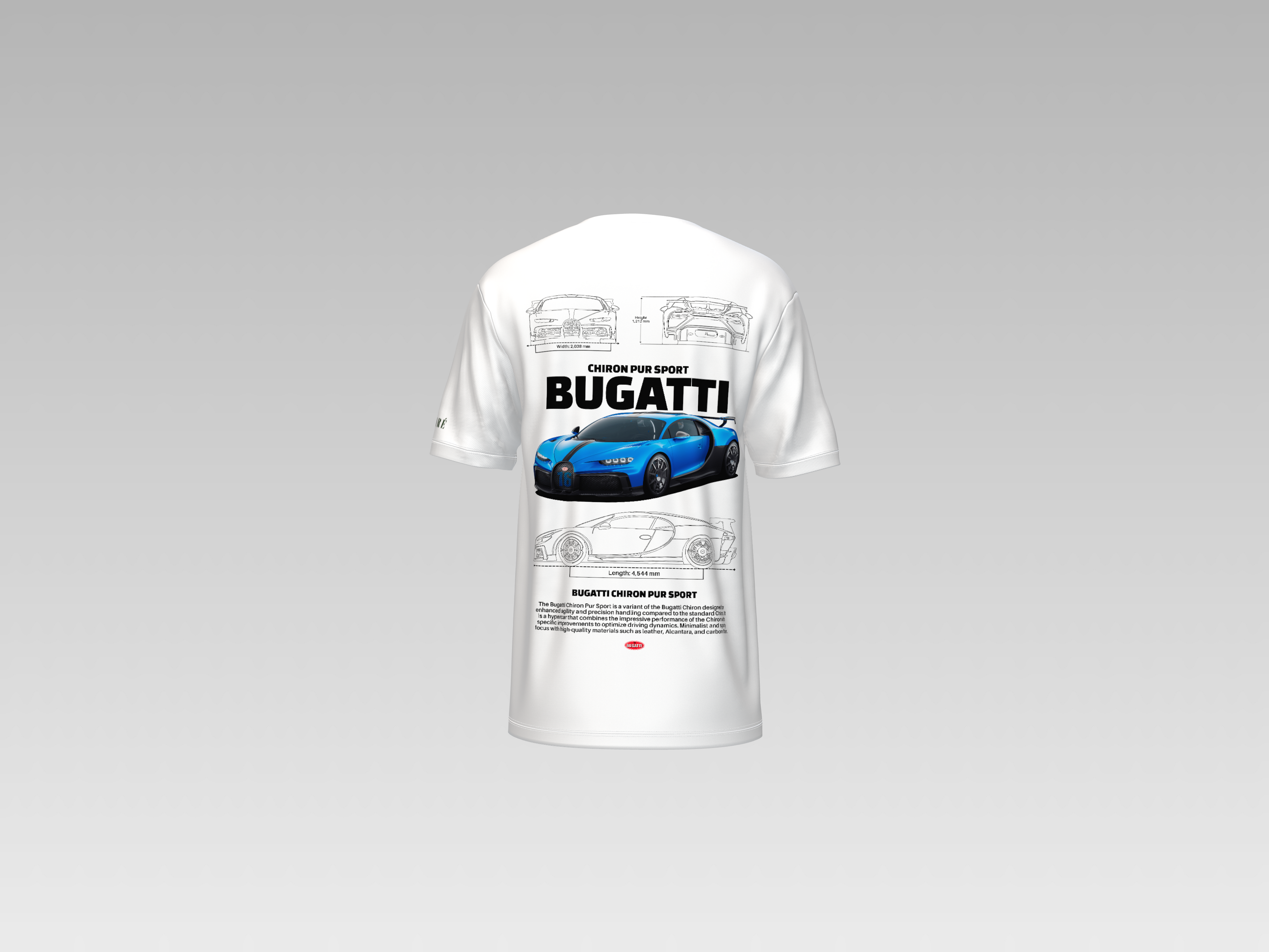 BUGATTI CHIRON PUR SPORT PRINTED T-SHIRT