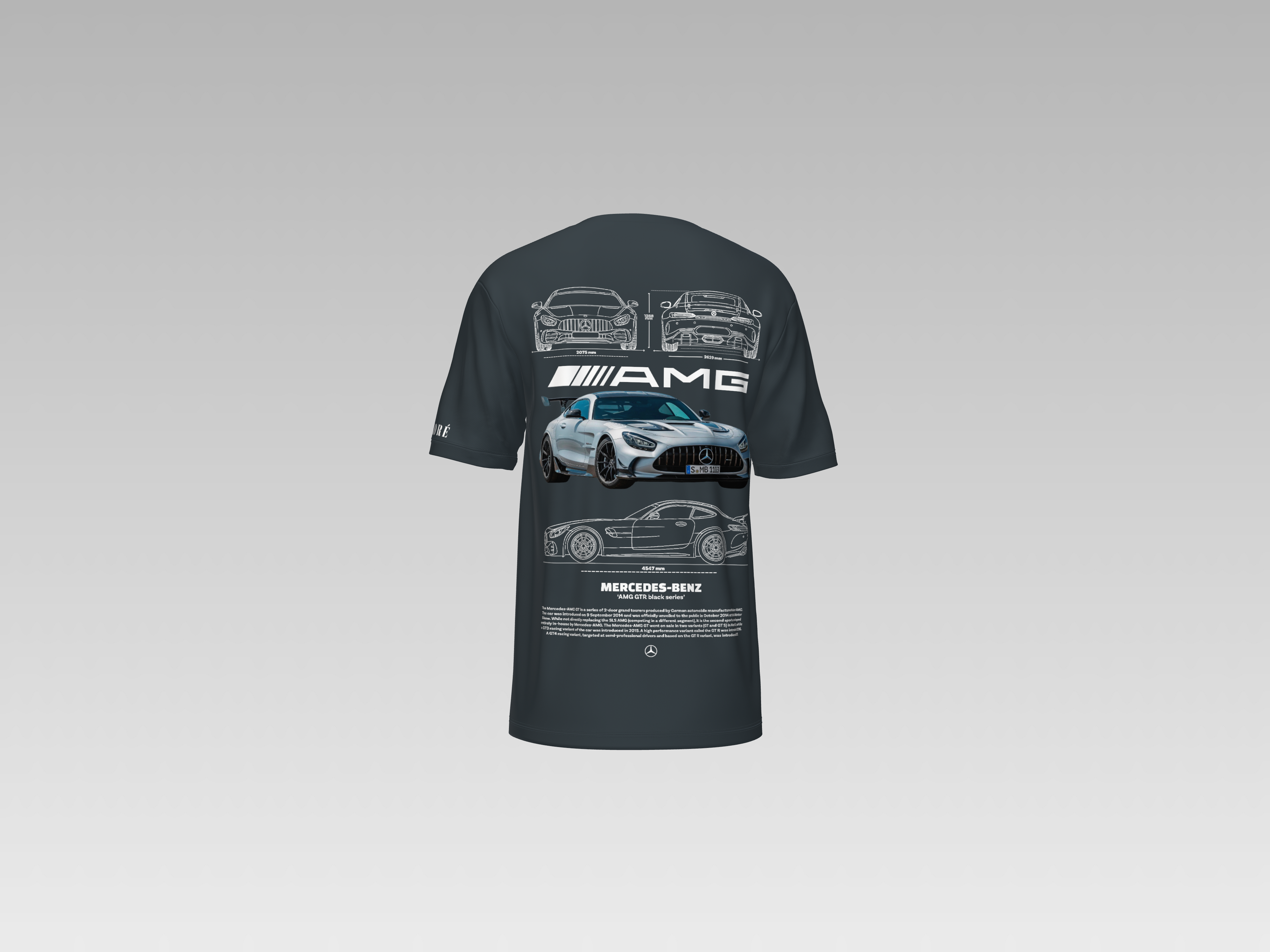 MERCEDES BENZ AMG GTR BLACK SERIES PRINTED T-SHIRT