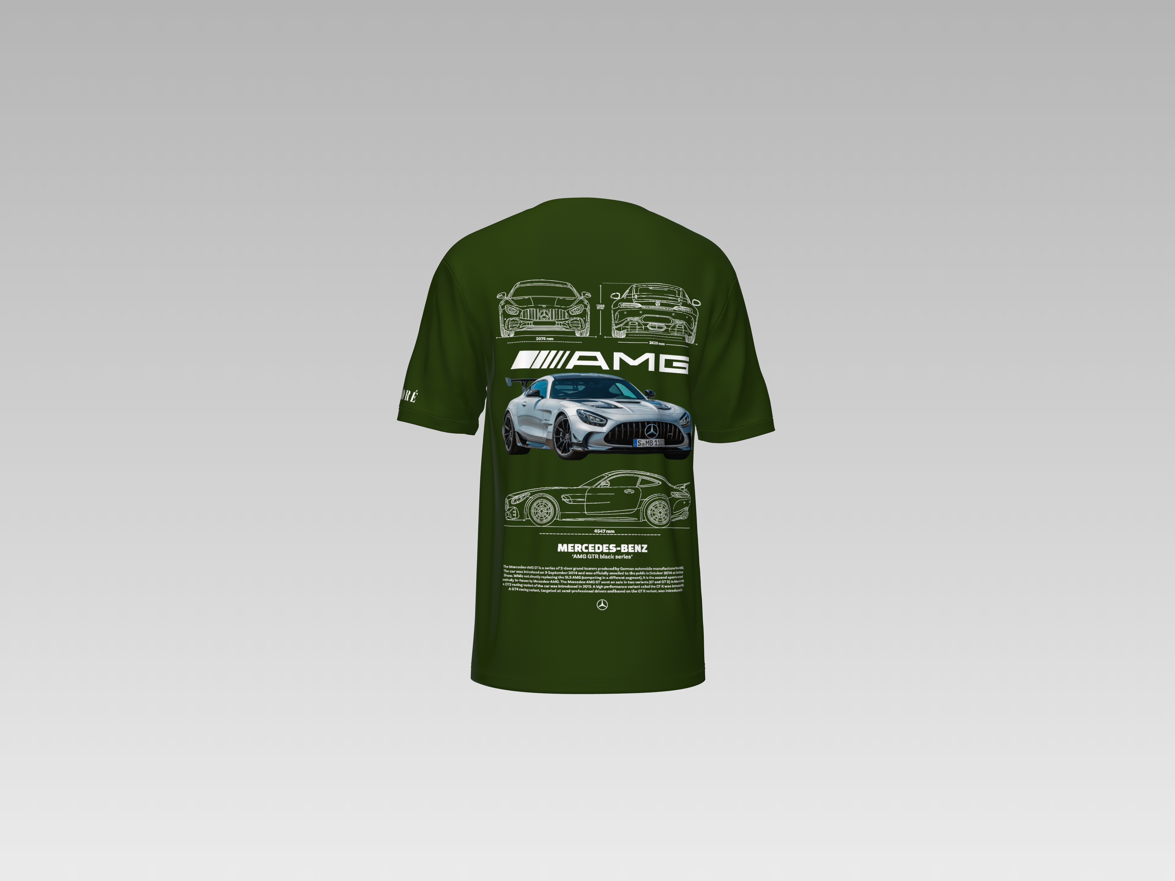 MERCEDES BENZ AMG GTR BLACK SERIES PRINTED T-SHIRT