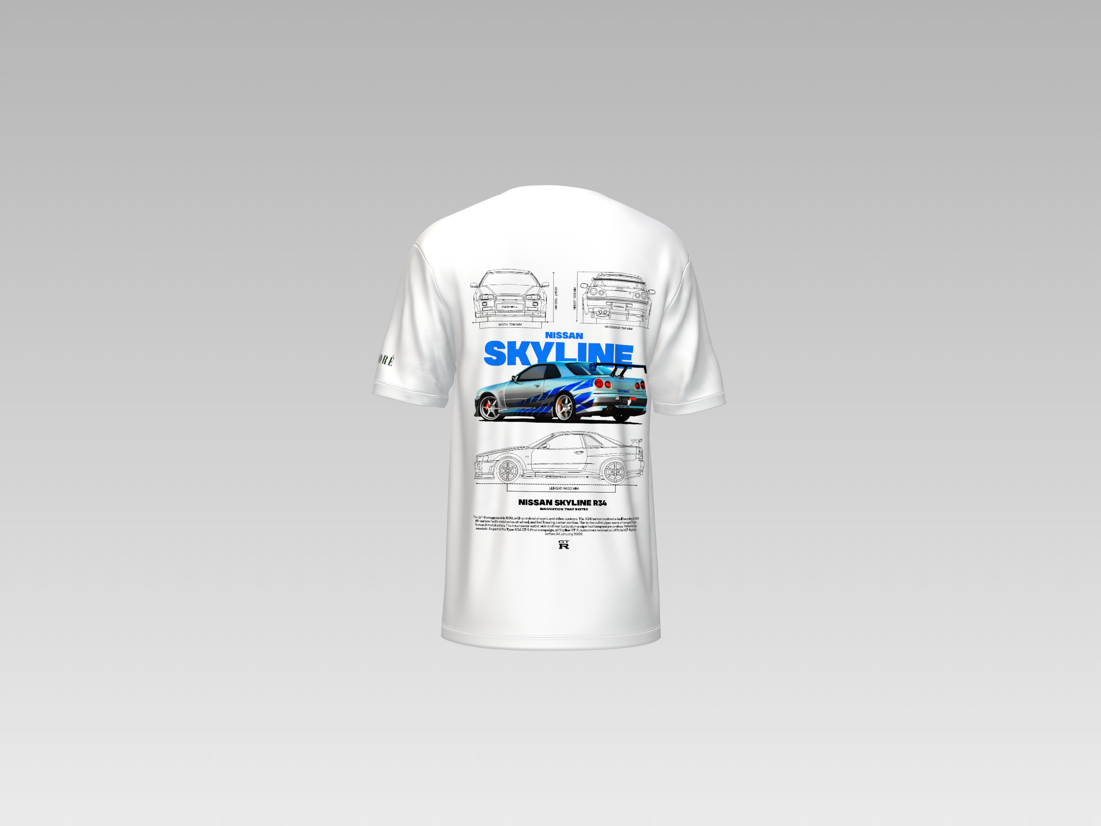 BRIAN'S NISSAN SKYLINE R34 GTR PRINTED T-SHIRT