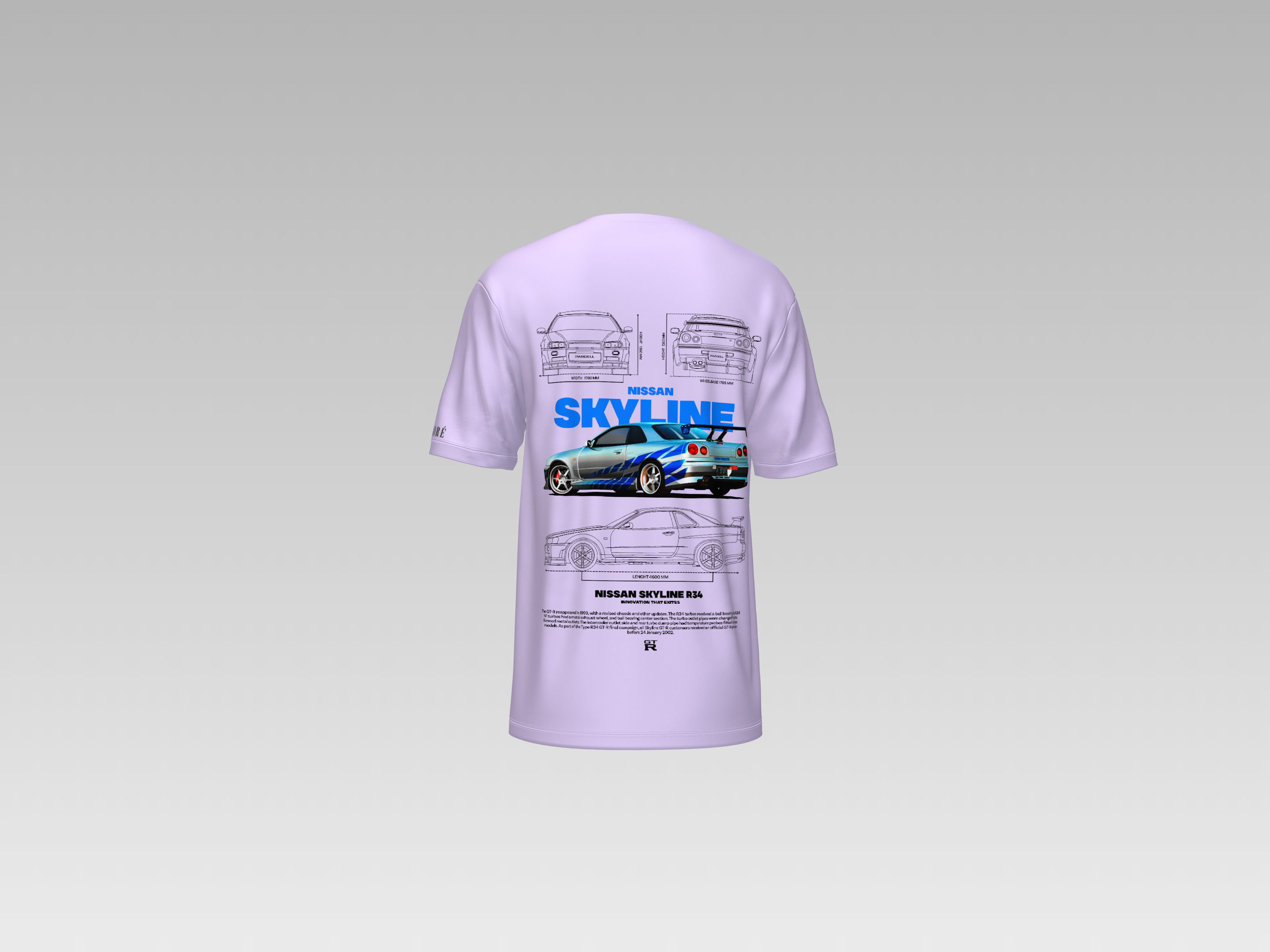 BRIAN'S NISSAN SKYLINE R34 GTR PRINTED T-SHIRT