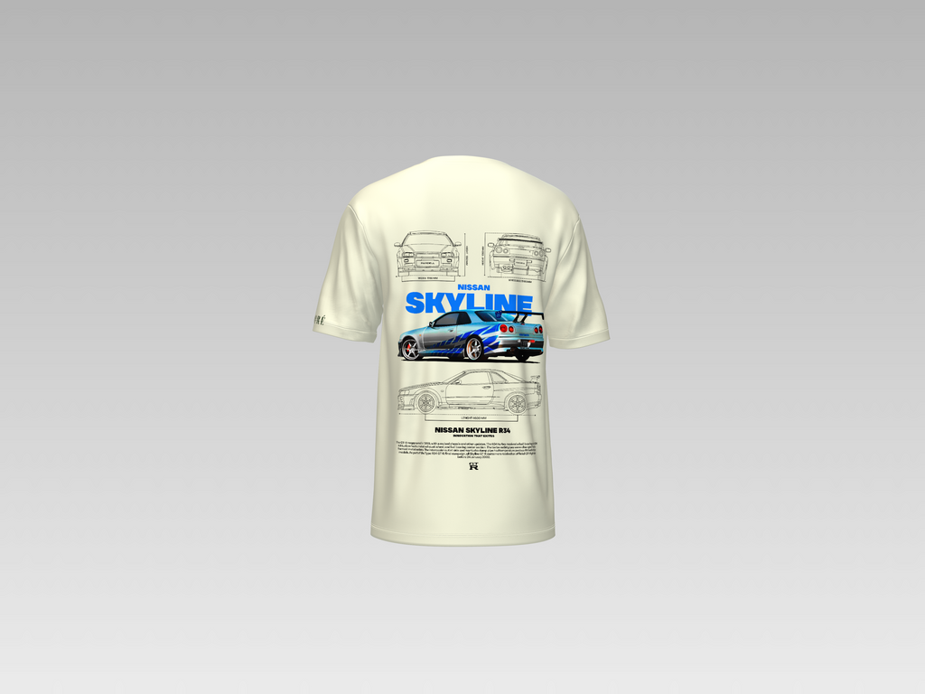 BRIAN'S NISSAN SKYLINE R34 GTR PRINTED T-SHIRT
