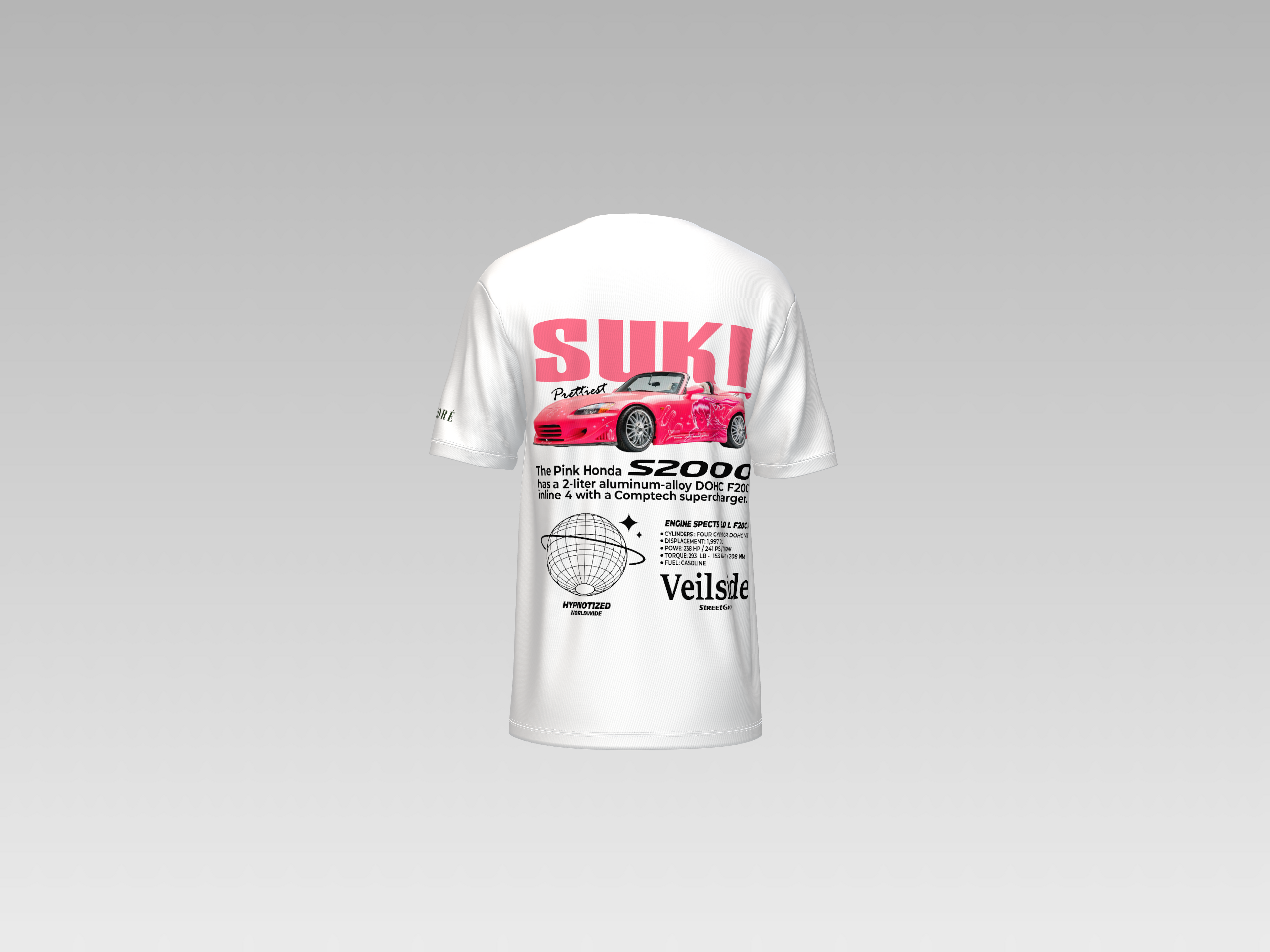 SUKI'S PINK HONDA S-2000 PRINTED T-SHIRT