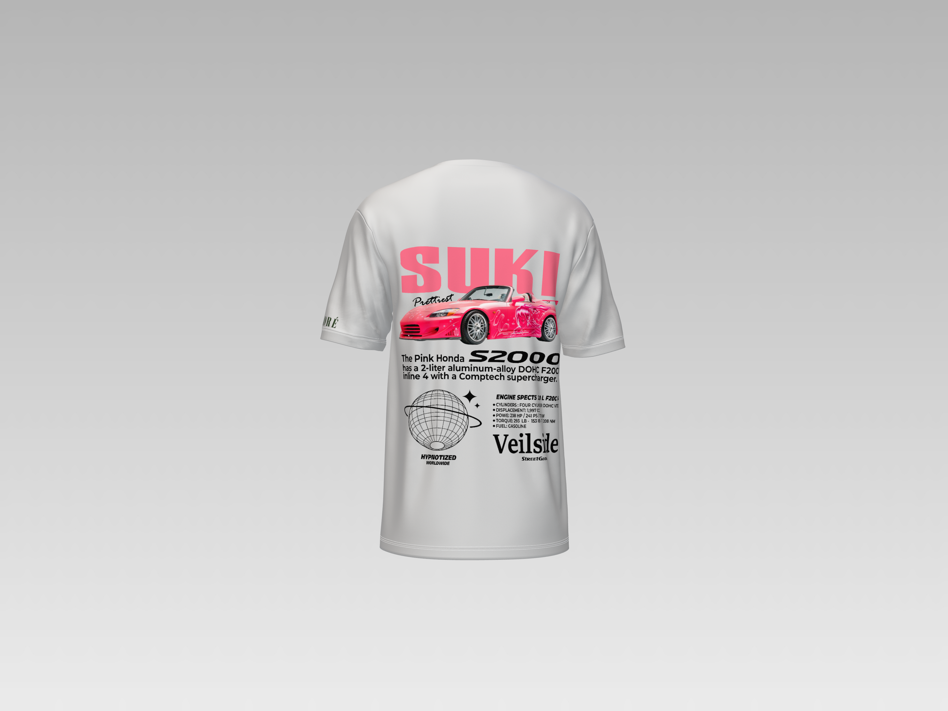 SUKI'S PINK HONDA S-2000 PRINTED T-SHIRT