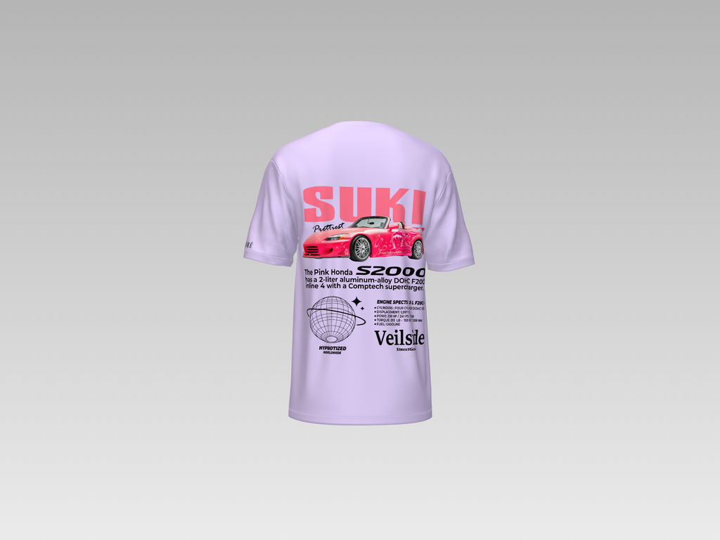 SUKI'S PINK HONDA S-2000 PRINTED T-SHIRT