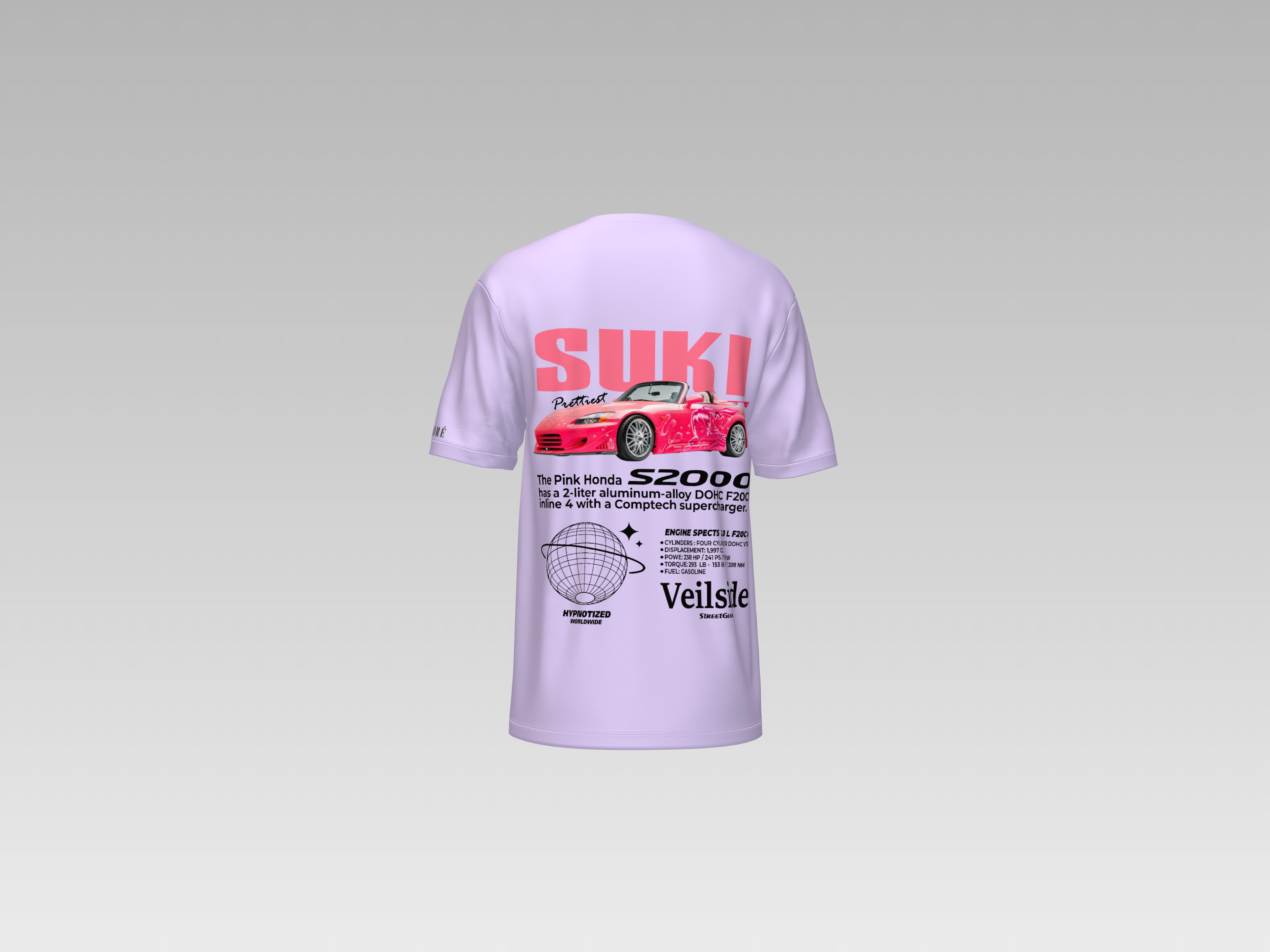 SUKI'S PINK HONDA S-2000 PRINTED T-SHIRT