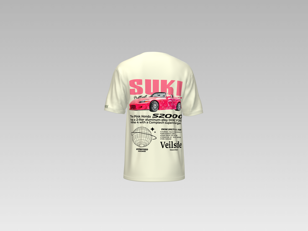 SUKI'S PINK HONDA S-2000 PRINTED T-SHIRT