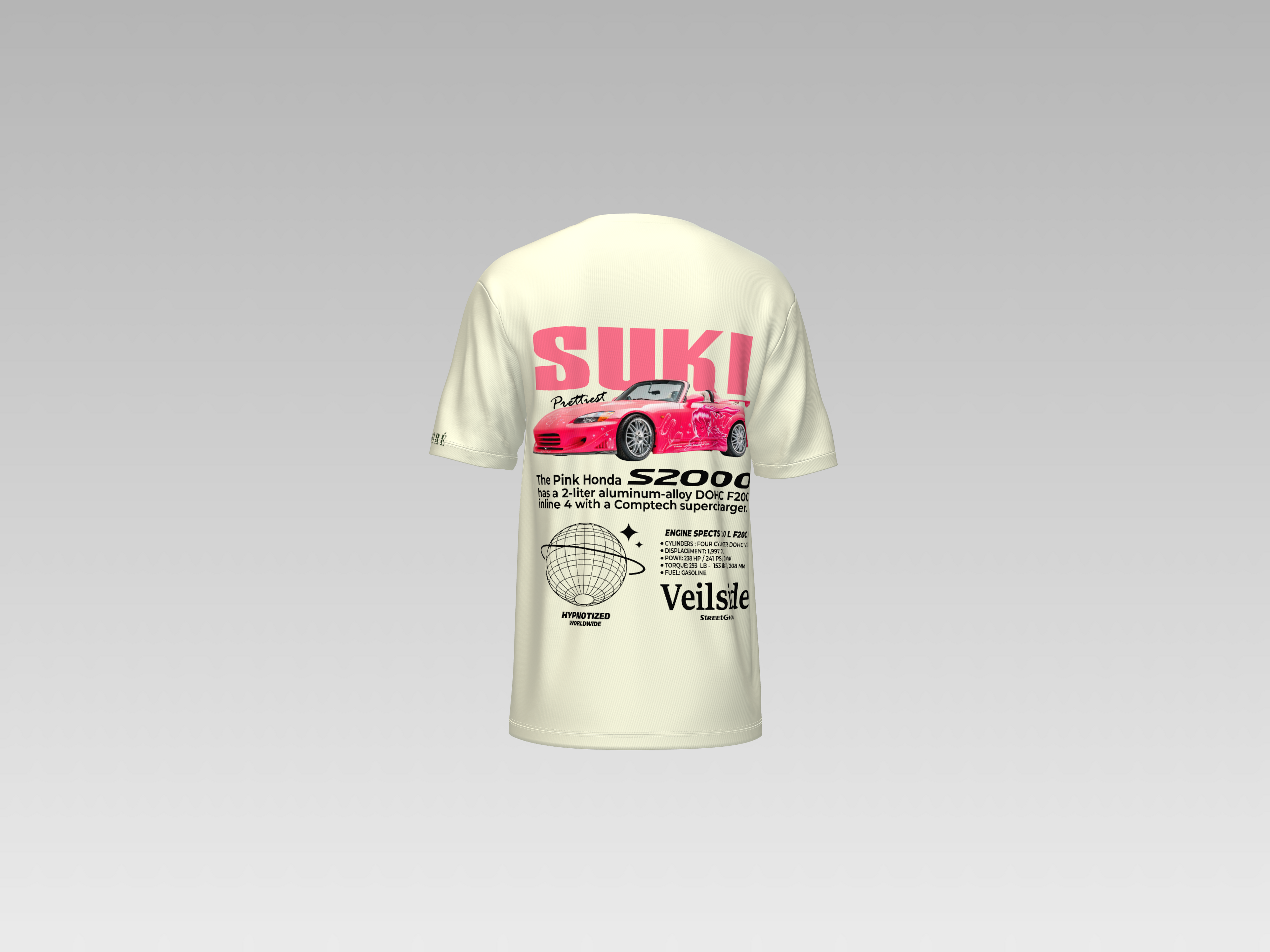 SUKI'S PINK HONDA S-2000 PRINTED T-SHIRT