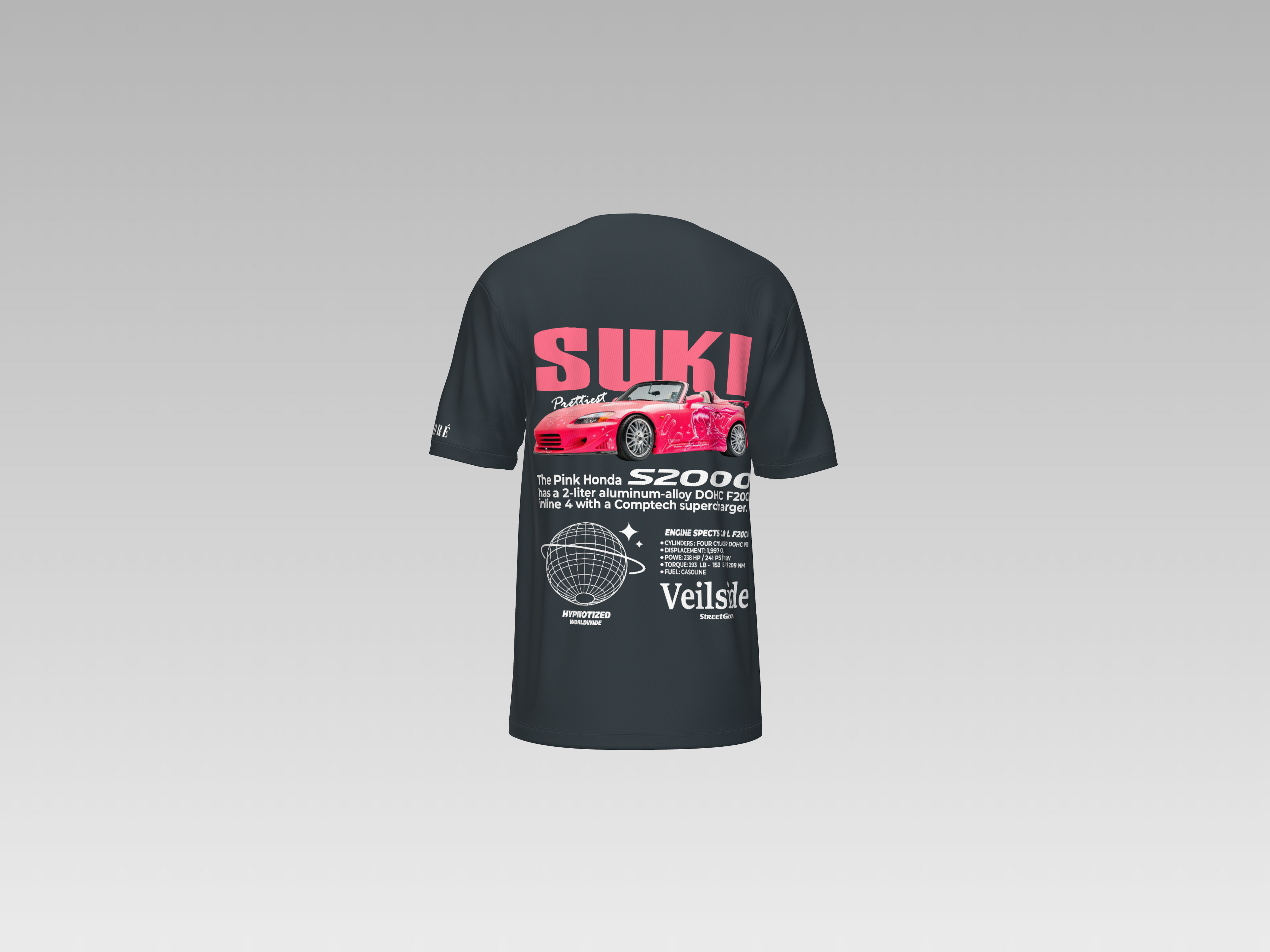 SUKI'S PINK HONDA S-2000 PRINTED T-SHIRT