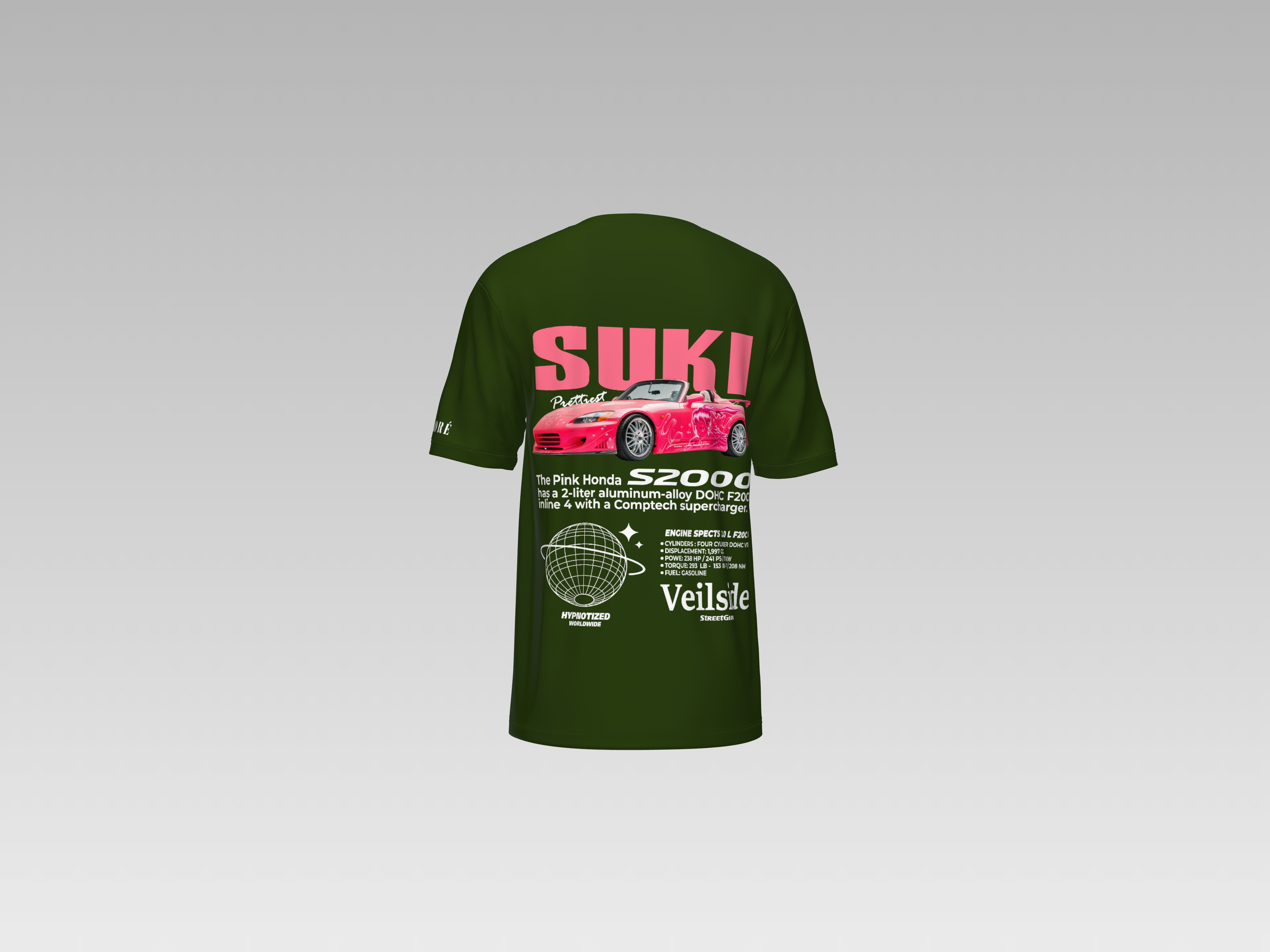 SUKI'S PINK HONDA S-2000 PRINTED T-SHIRT