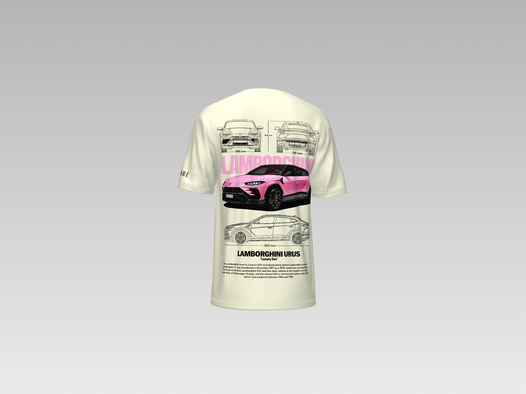 PINK LAMBORGHINI URUS PRINTED T-SHIRT