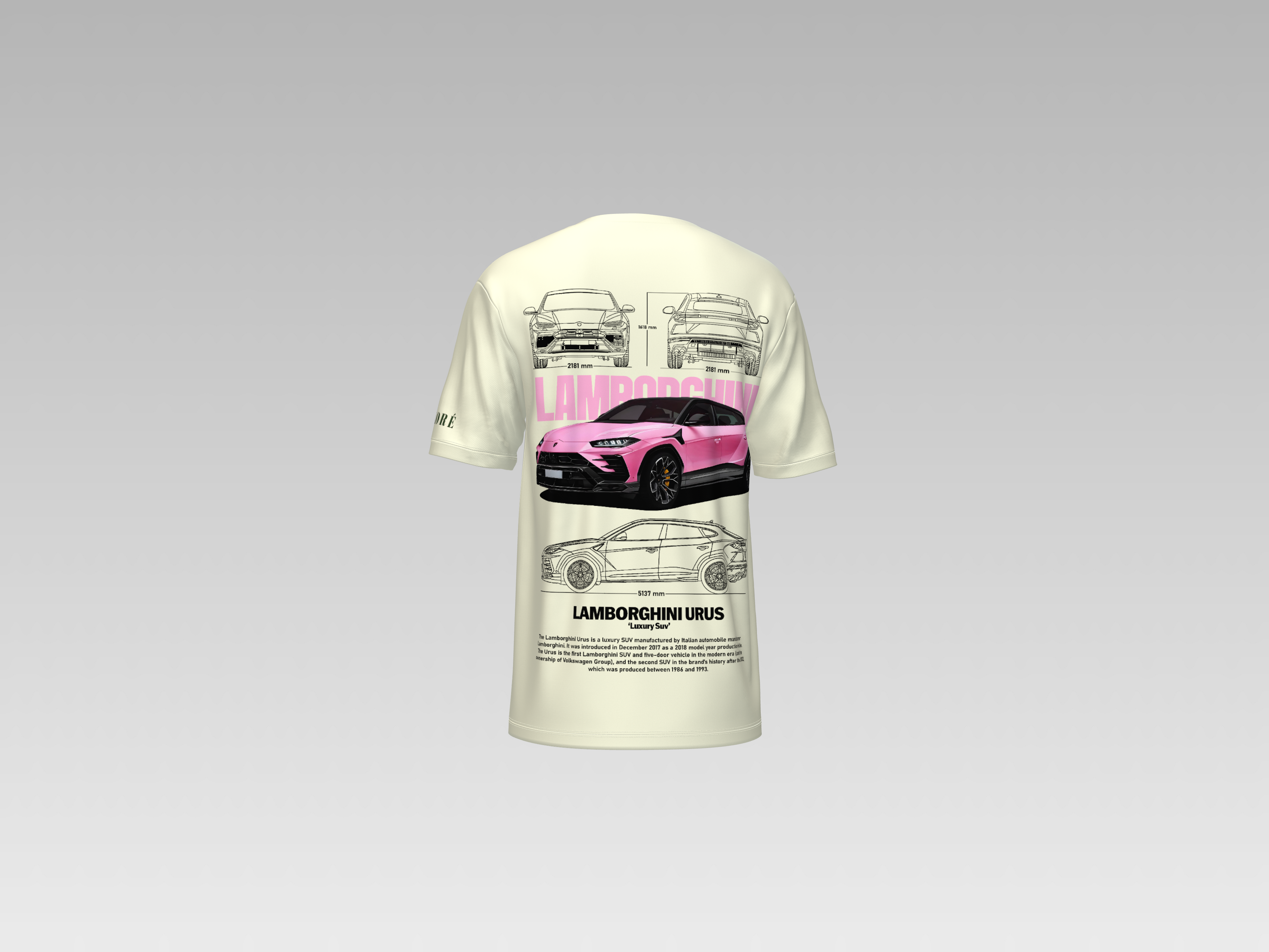 PINK LAMBORGHINI URUS PRINTED T-SHIRT