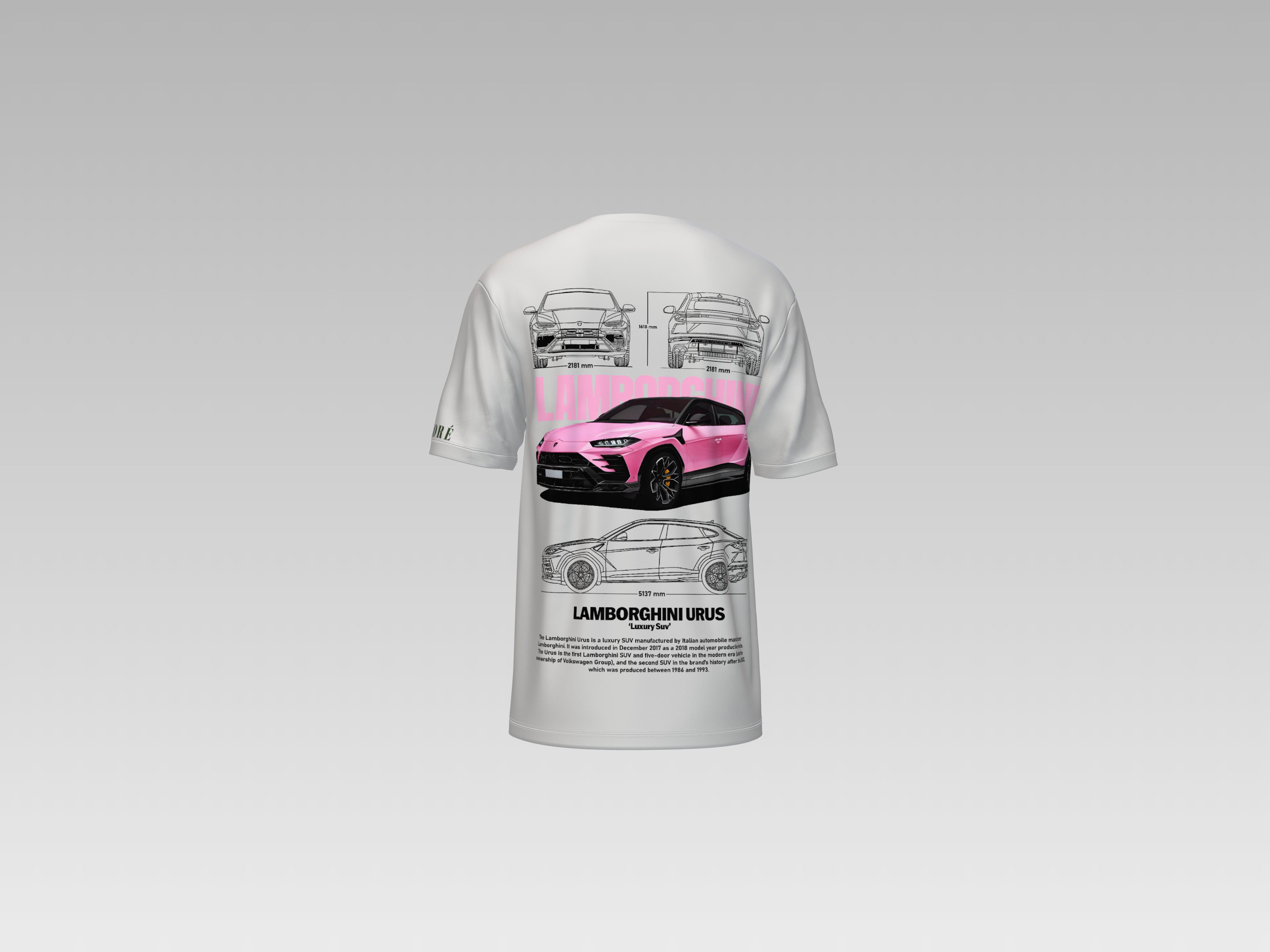 PINK LAMBORGHINI URUS PRINTED T-SHIRT
