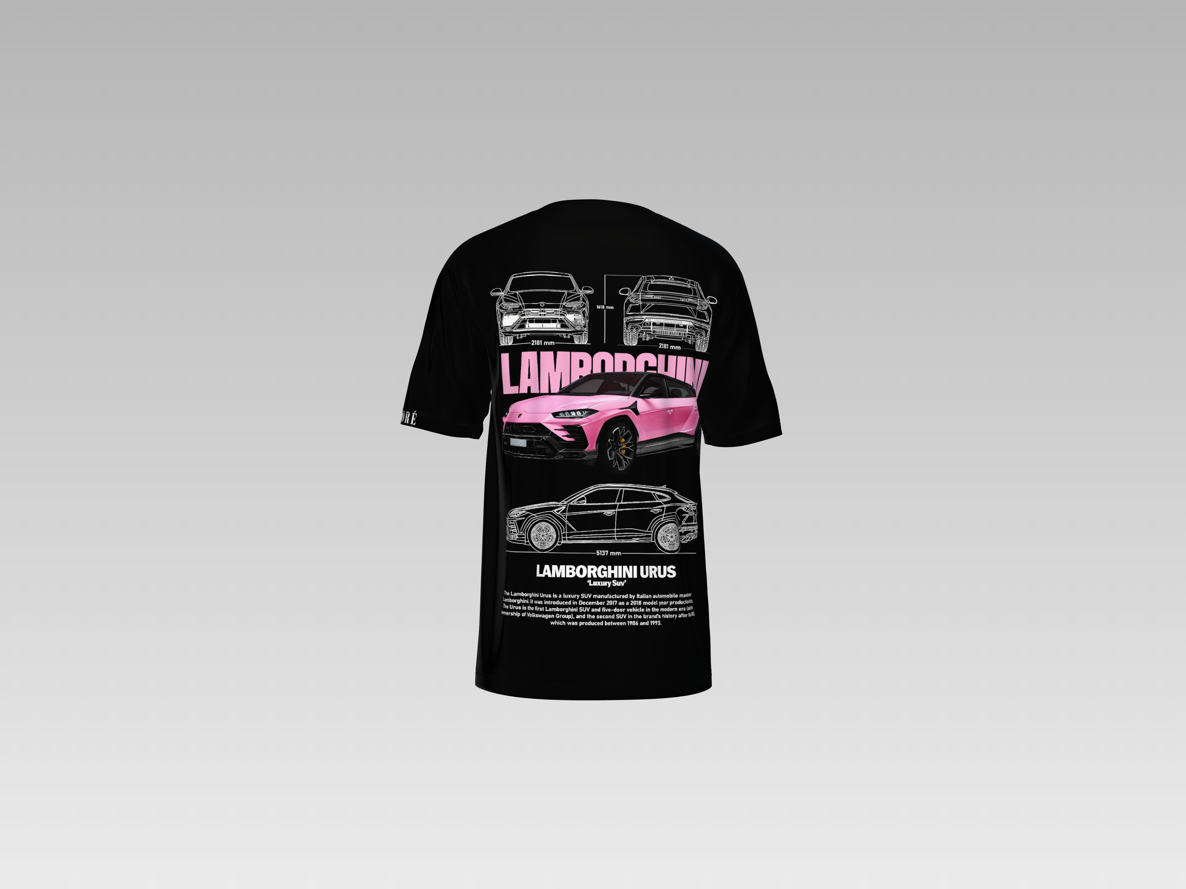 PINK LAMBORGHINI URUS PRINTED T-SHIRT