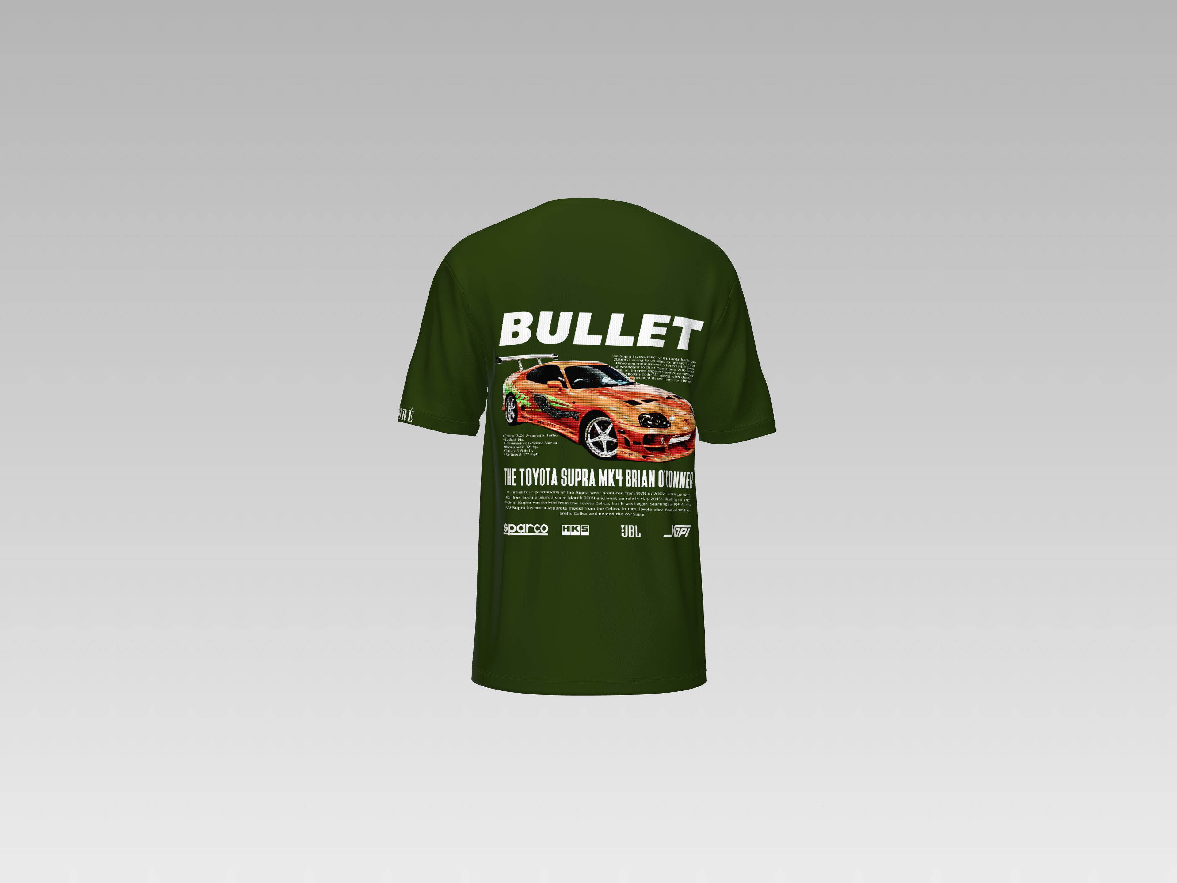 BRIAN'S MK4 TOYOTA SUPRA - BULLET PRINTED T-SHIRT