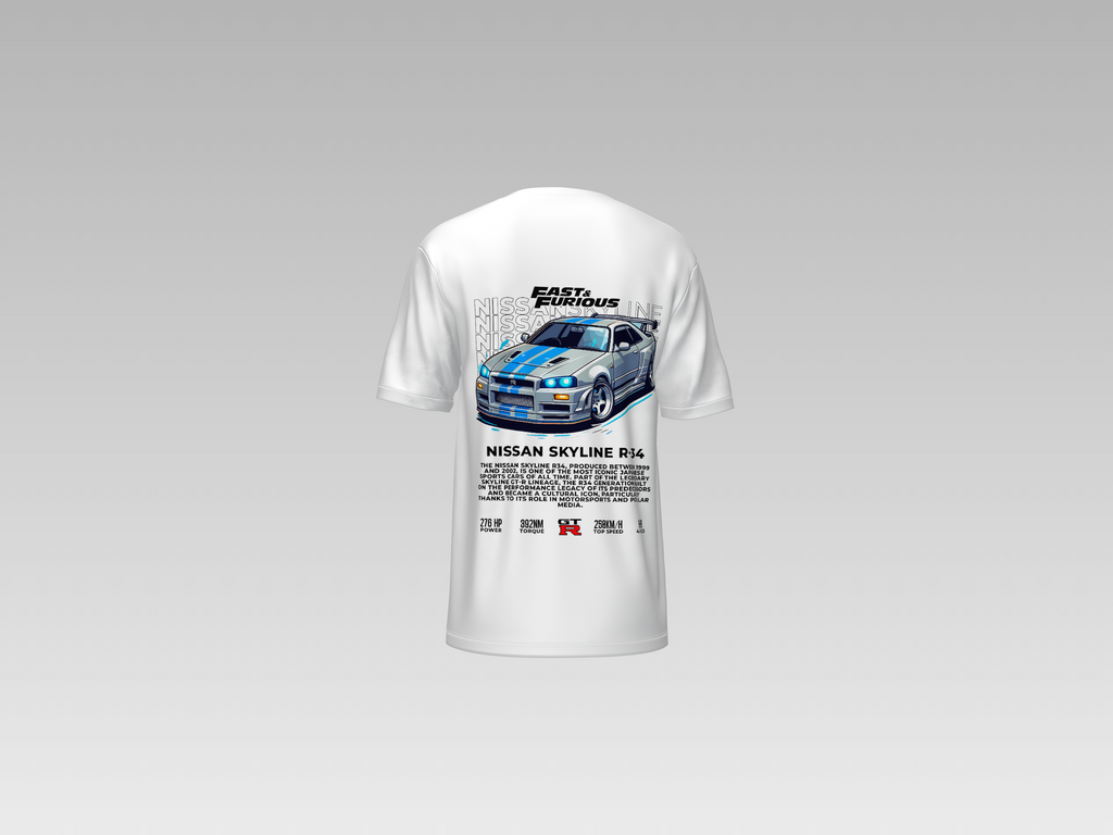 SKYLINE R34 FRONT PRINTED T-SHIRT