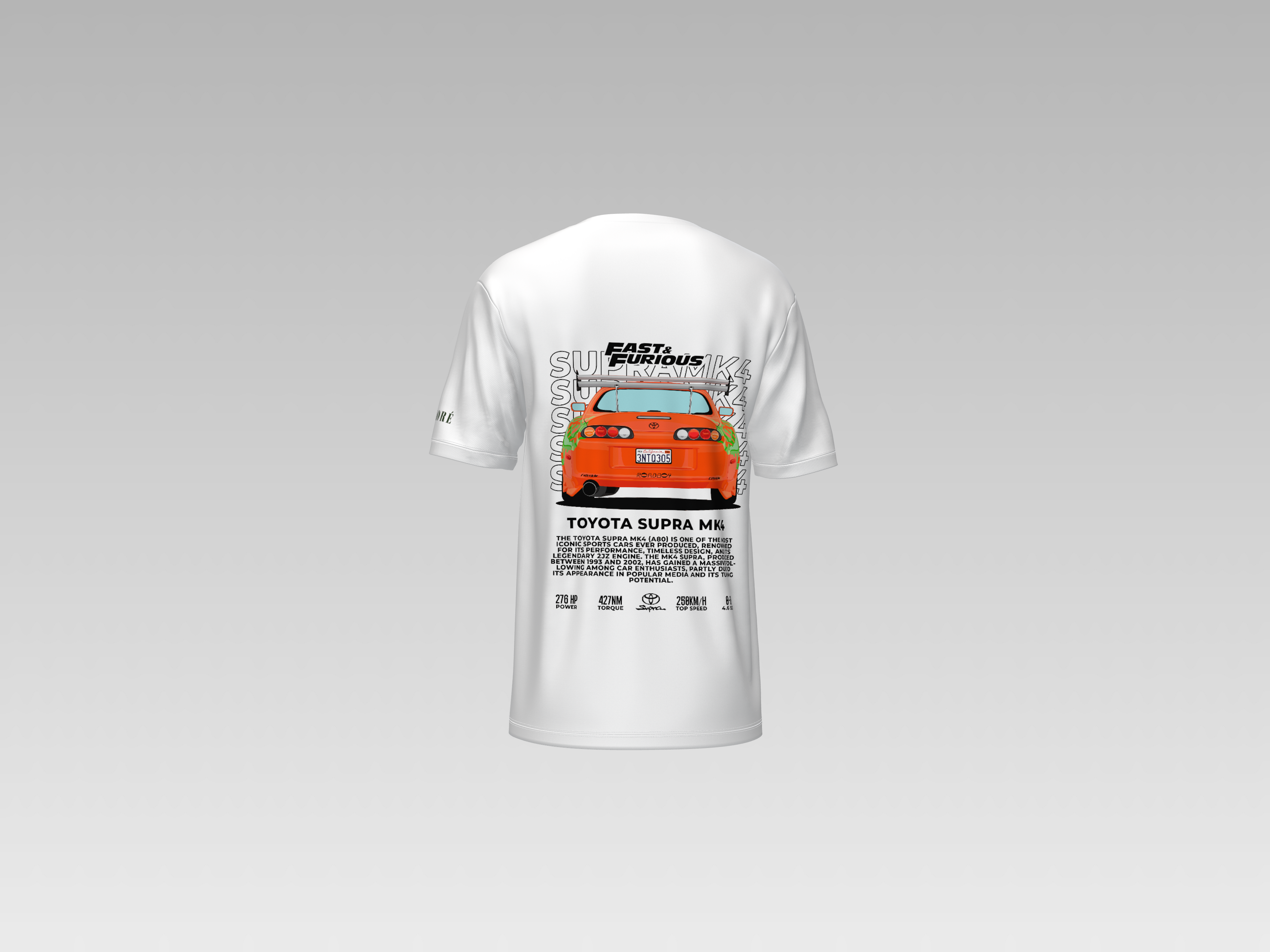 FAST AND FUIOUS TOYOTA SUPRA MK4 PRINTED T-SHIRT