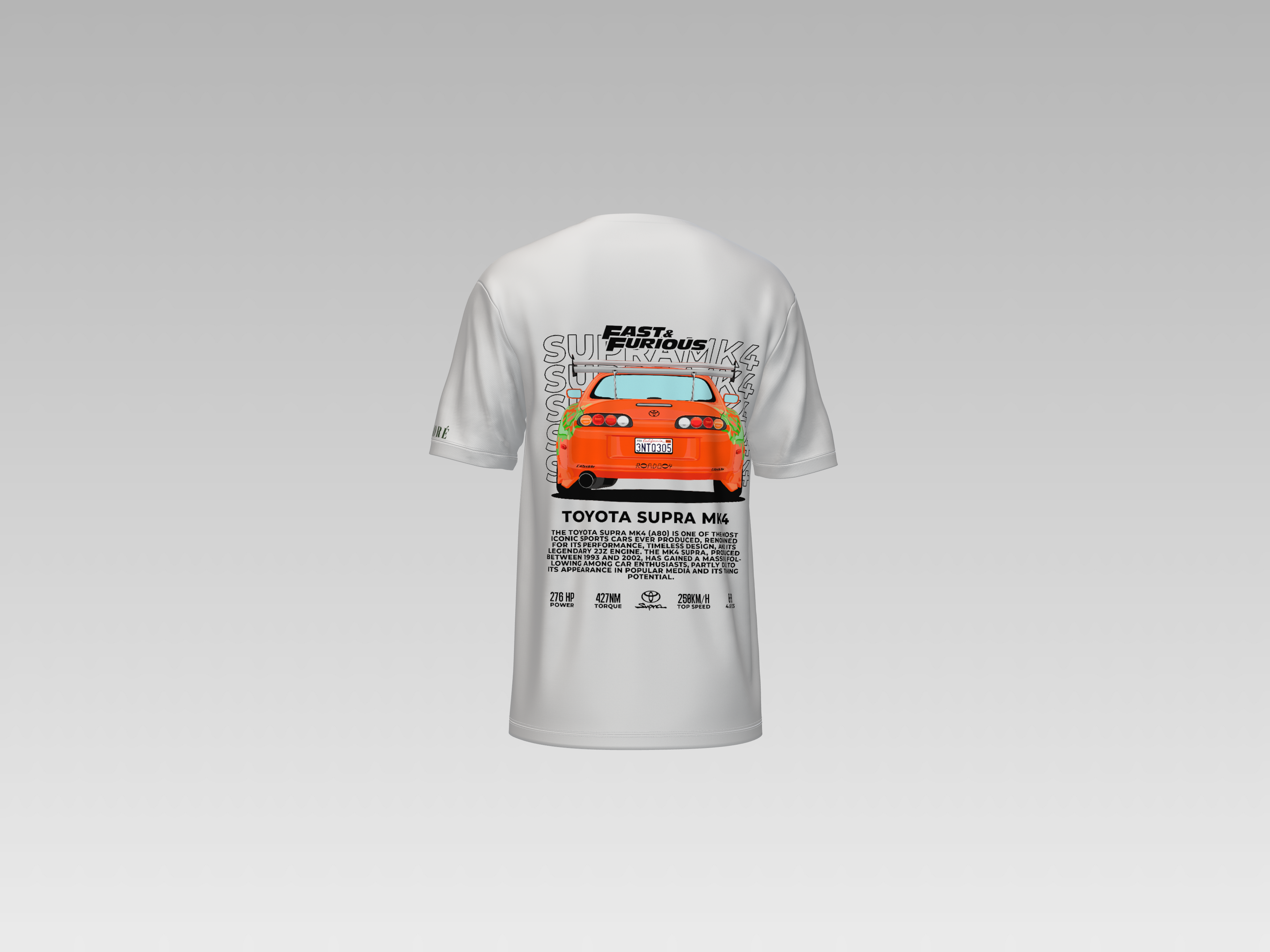 FAST AND FUIOUS TOYOTA SUPRA MK4 PRINTED T-SHIRT