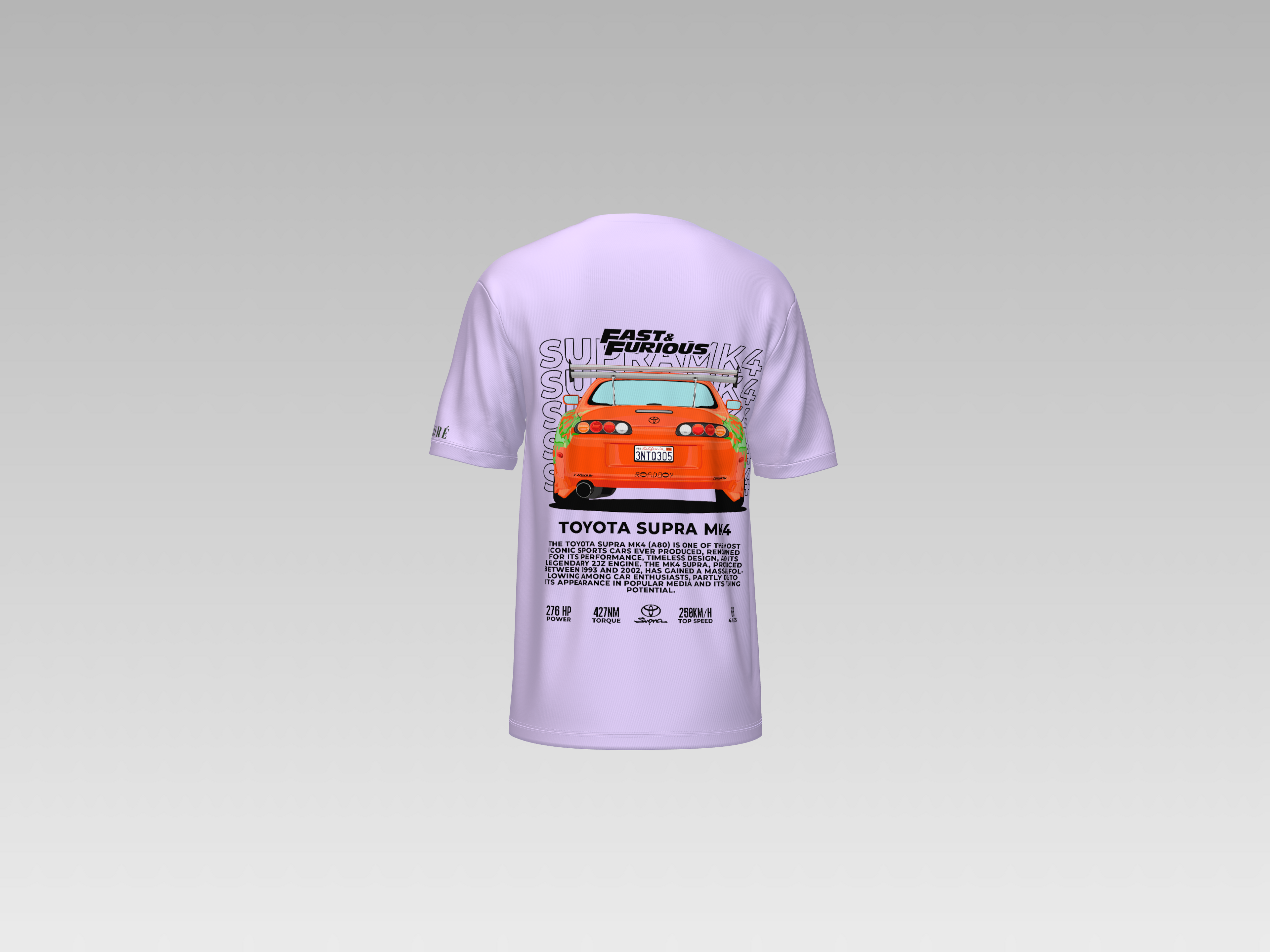 FAST AND FUIOUS TOYOTA SUPRA MK4 PRINTED T-SHIRT