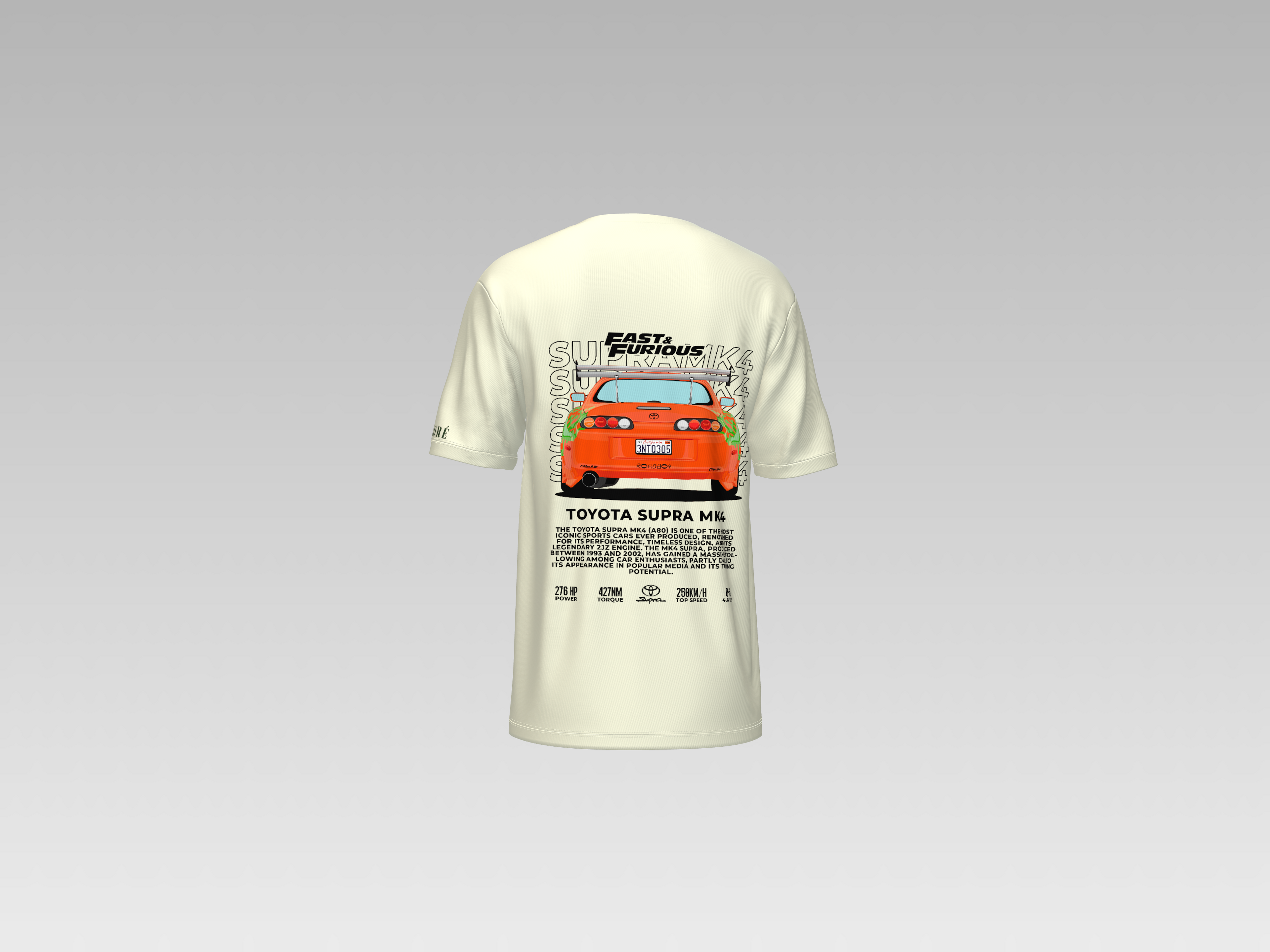 FAST AND FUIOUS TOYOTA SUPRA MK4 PRINTED T-SHIRT