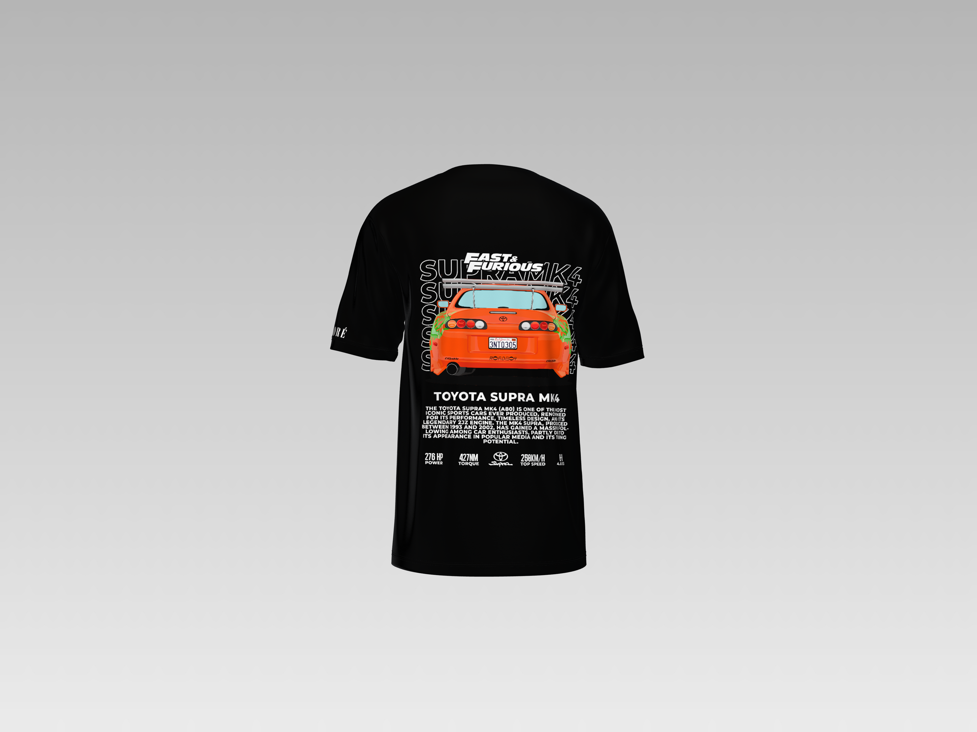 FAST AND FUIOUS TOYOTA SUPRA MK4 PRINTED T-SHIRT