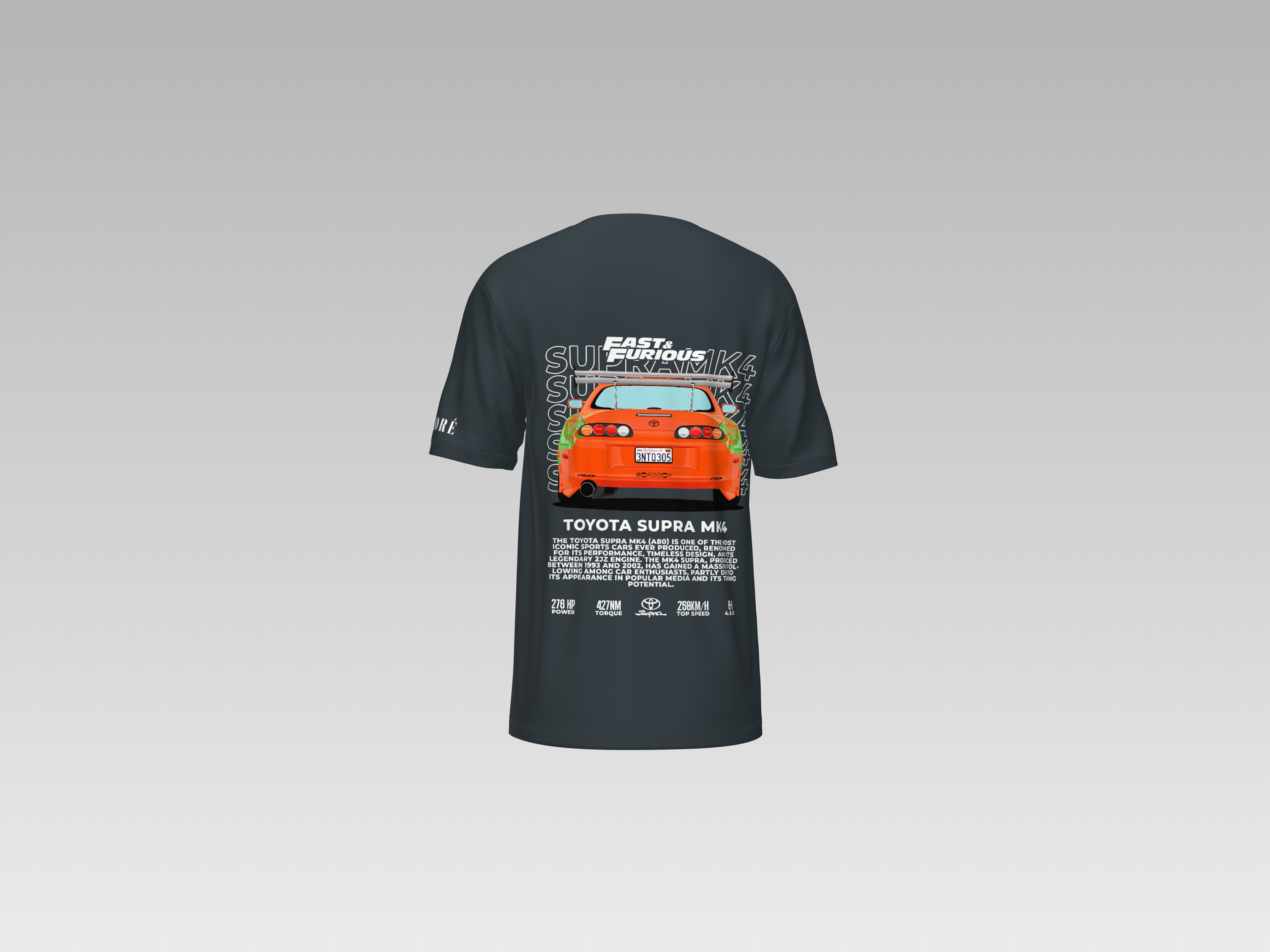 FAST AND FUIOUS TOYOTA SUPRA MK4 PRINTED T-SHIRT