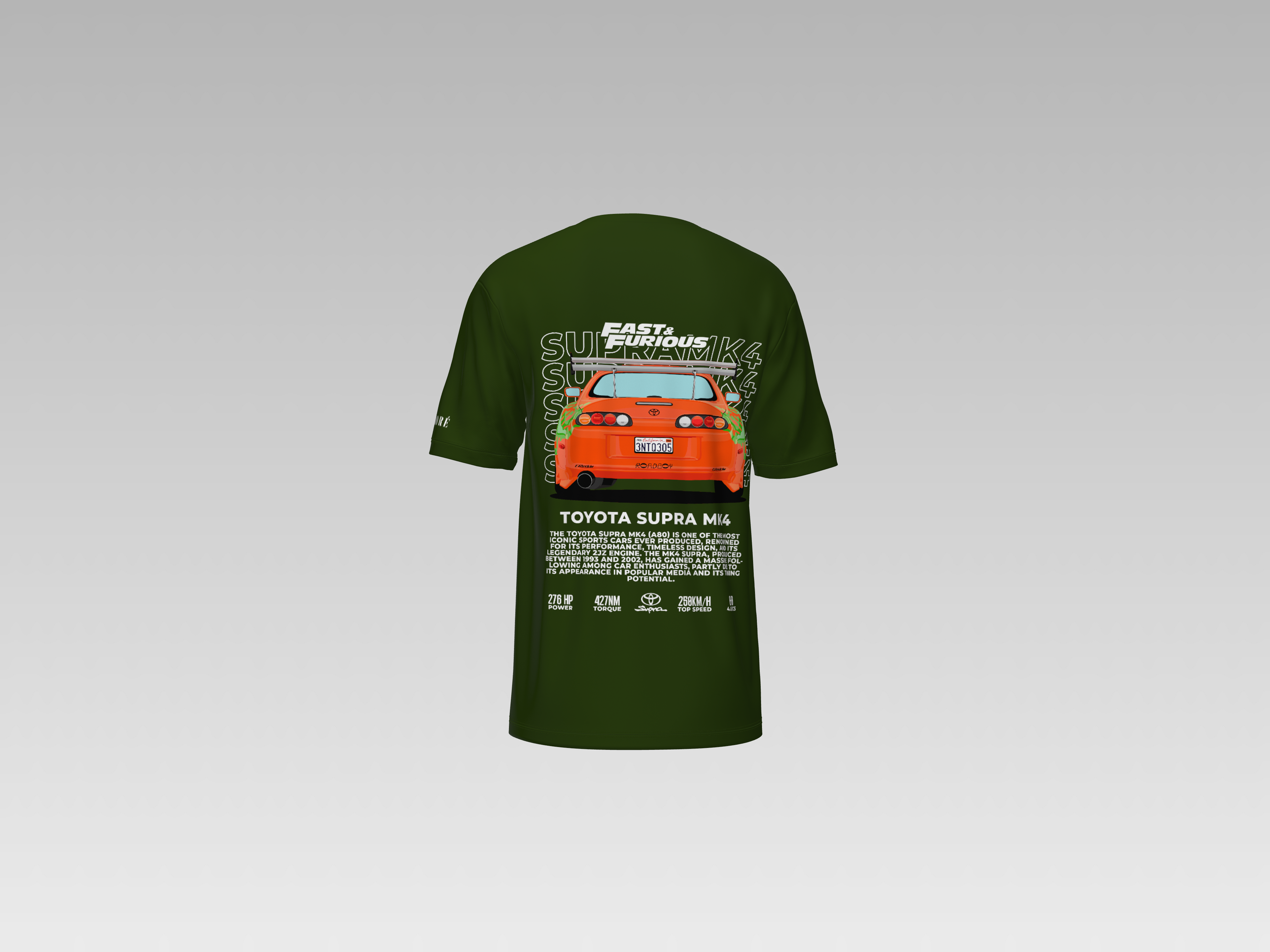FAST AND FUIOUS TOYOTA SUPRA MK4 PRINTED T-SHIRT