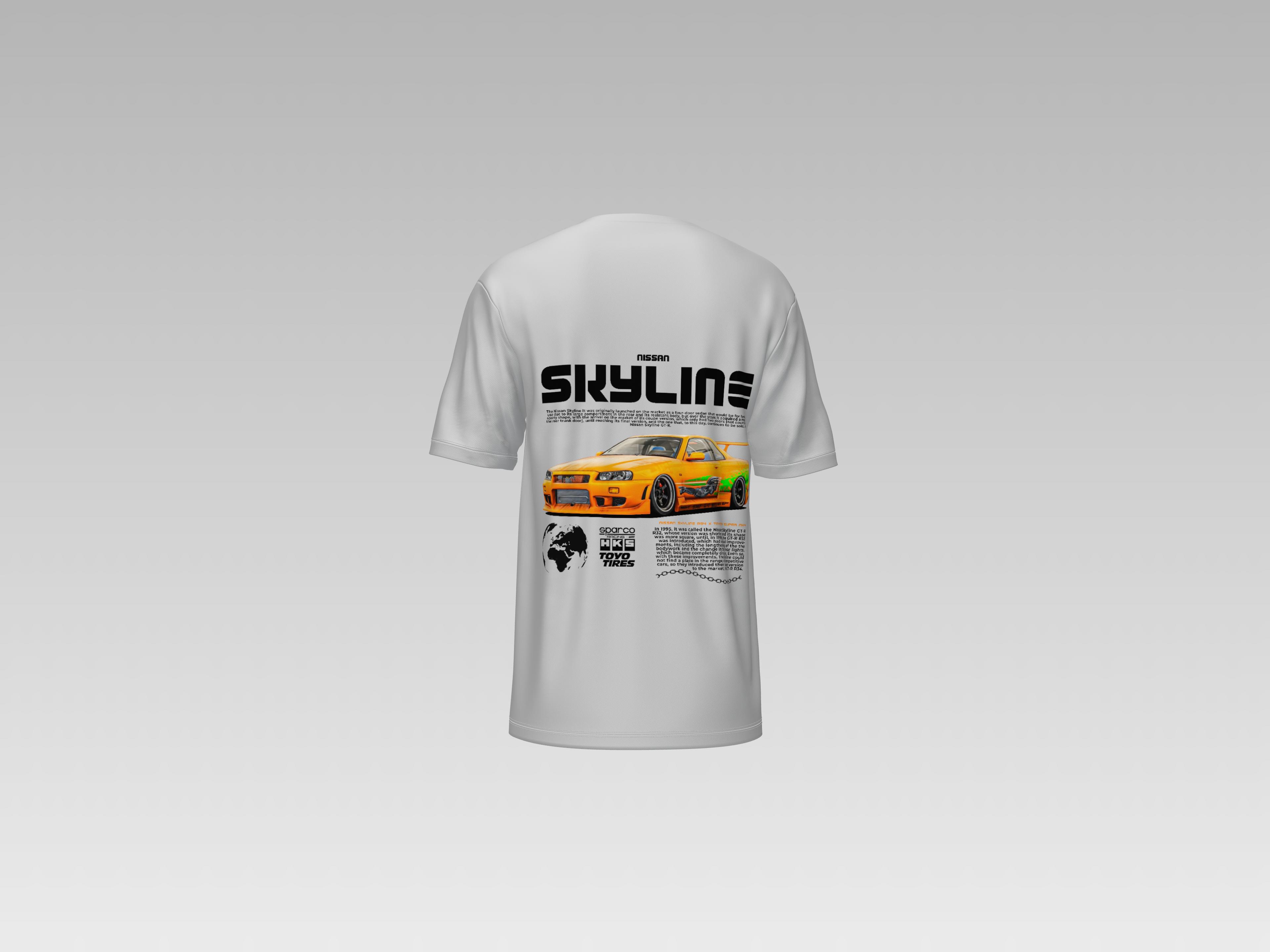 NISSAN SKYLINE R34 GTR PRINTED T-SHIRT