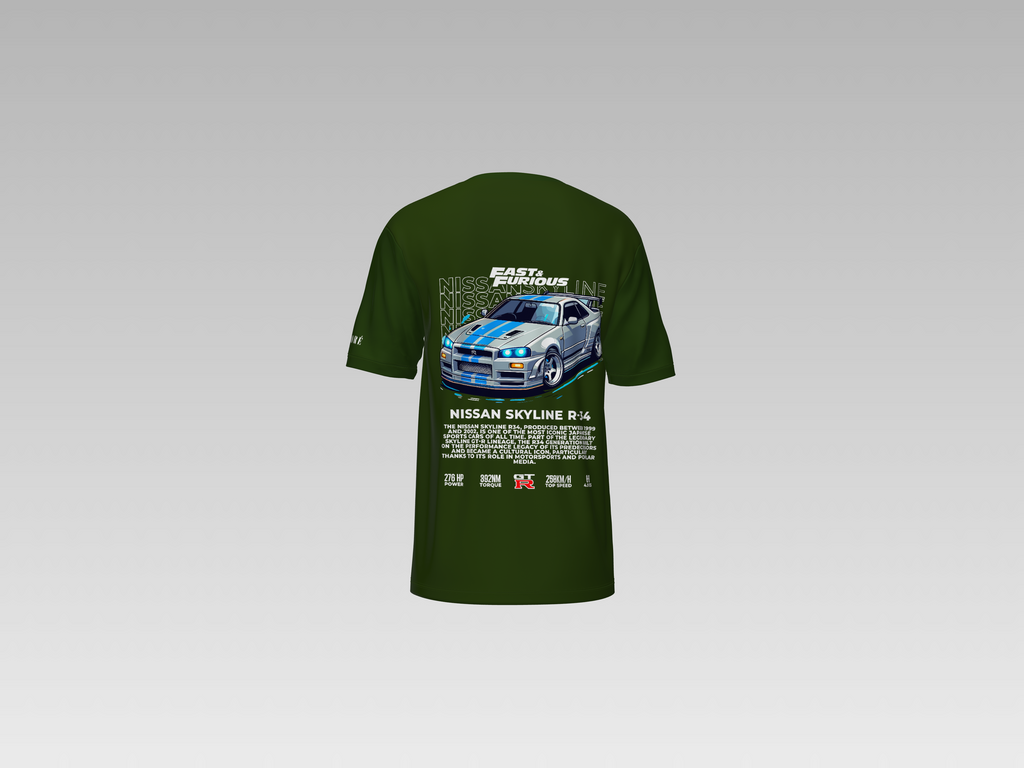 SKYLINE R34 FRONT PRINTED T-SHIRT