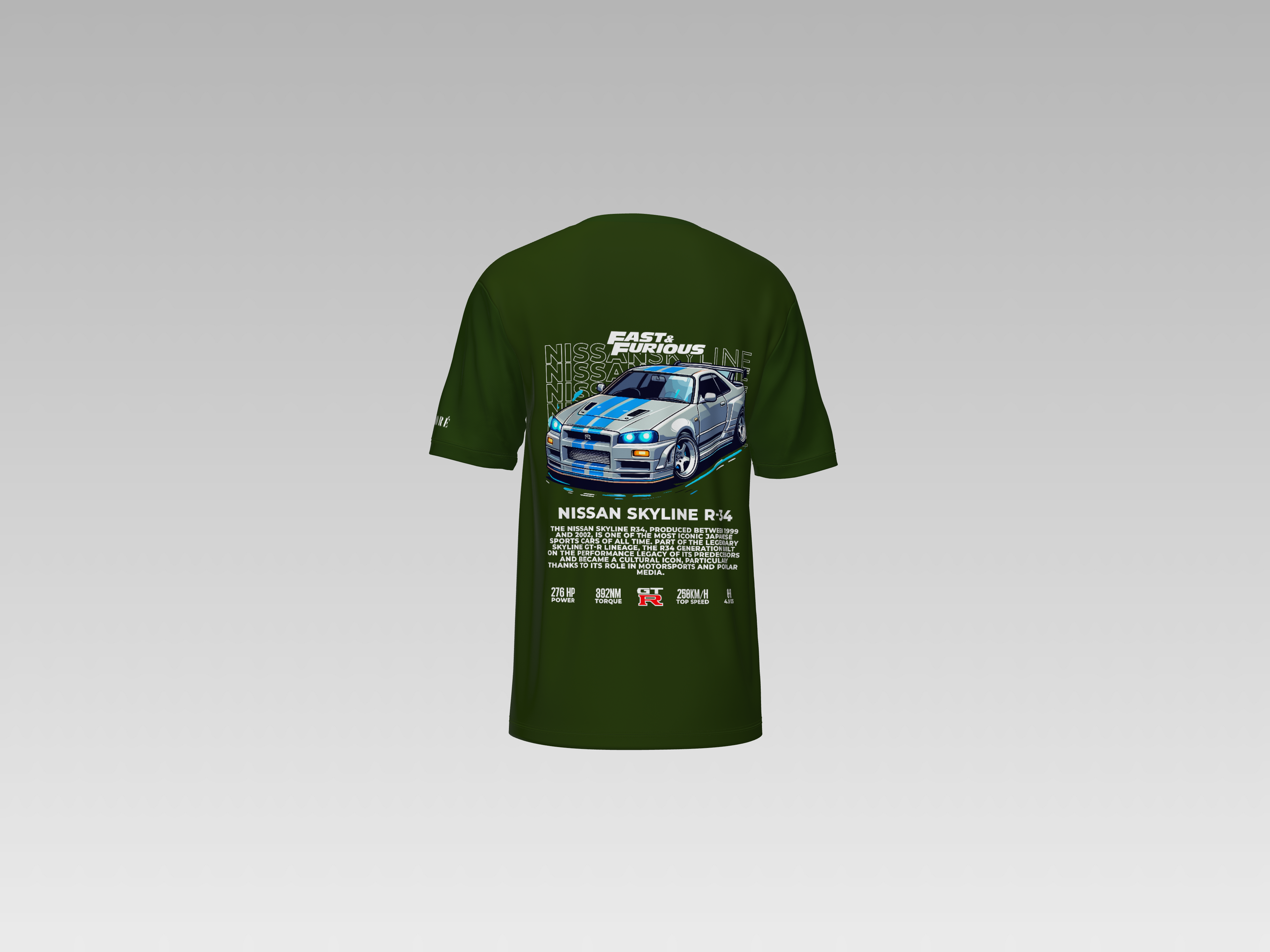 SKYLINE R34 FRONT PRINTED T-SHIRT