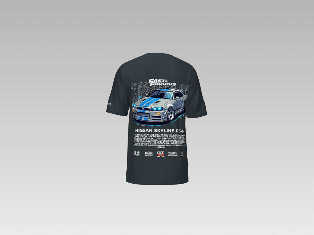 SKYLINE R34 FRONT PRINTED T-SHIRT